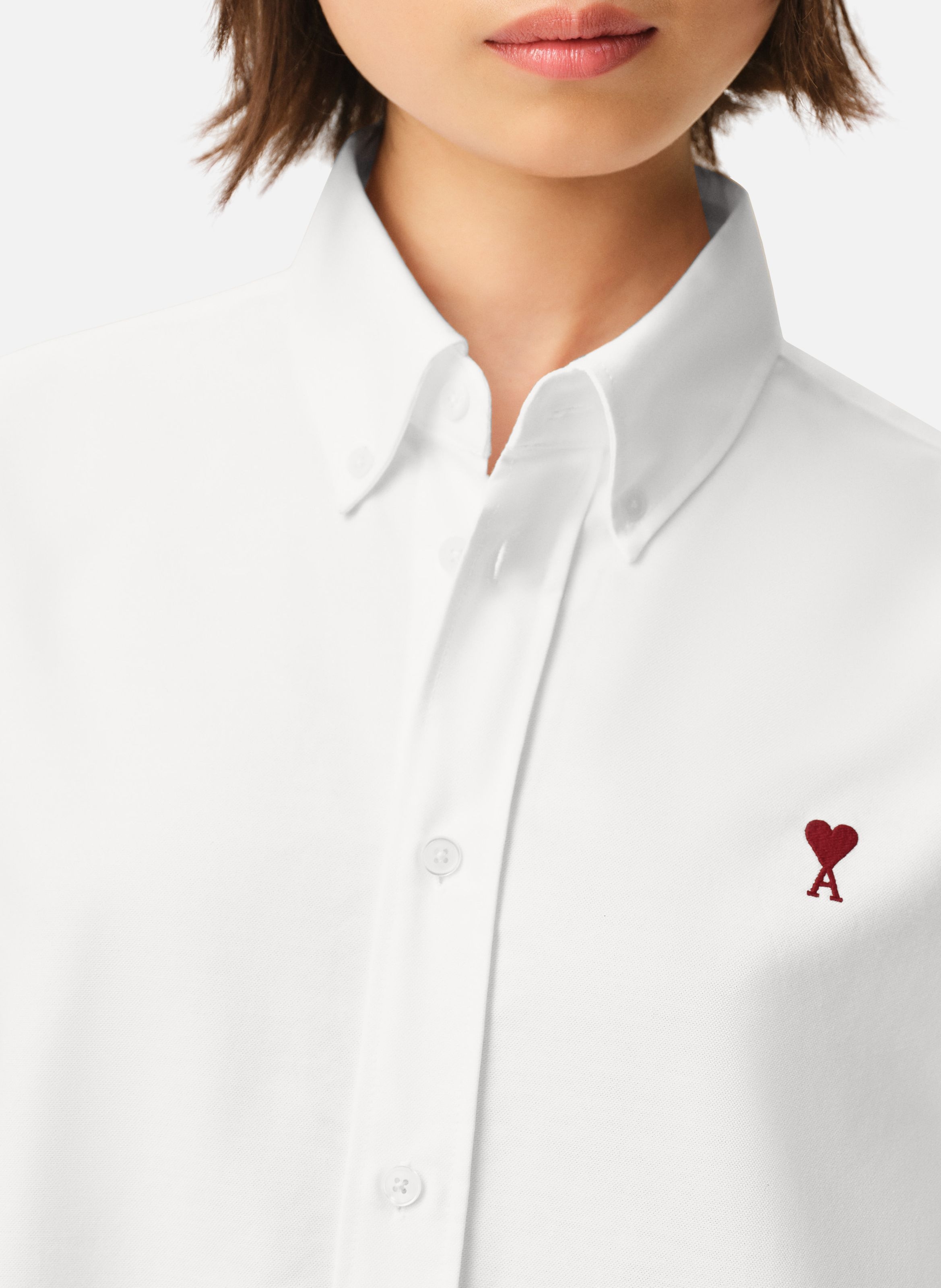 Chemise Col Boutonné Ami de Coeur unisexe AMI PARIS Blanc