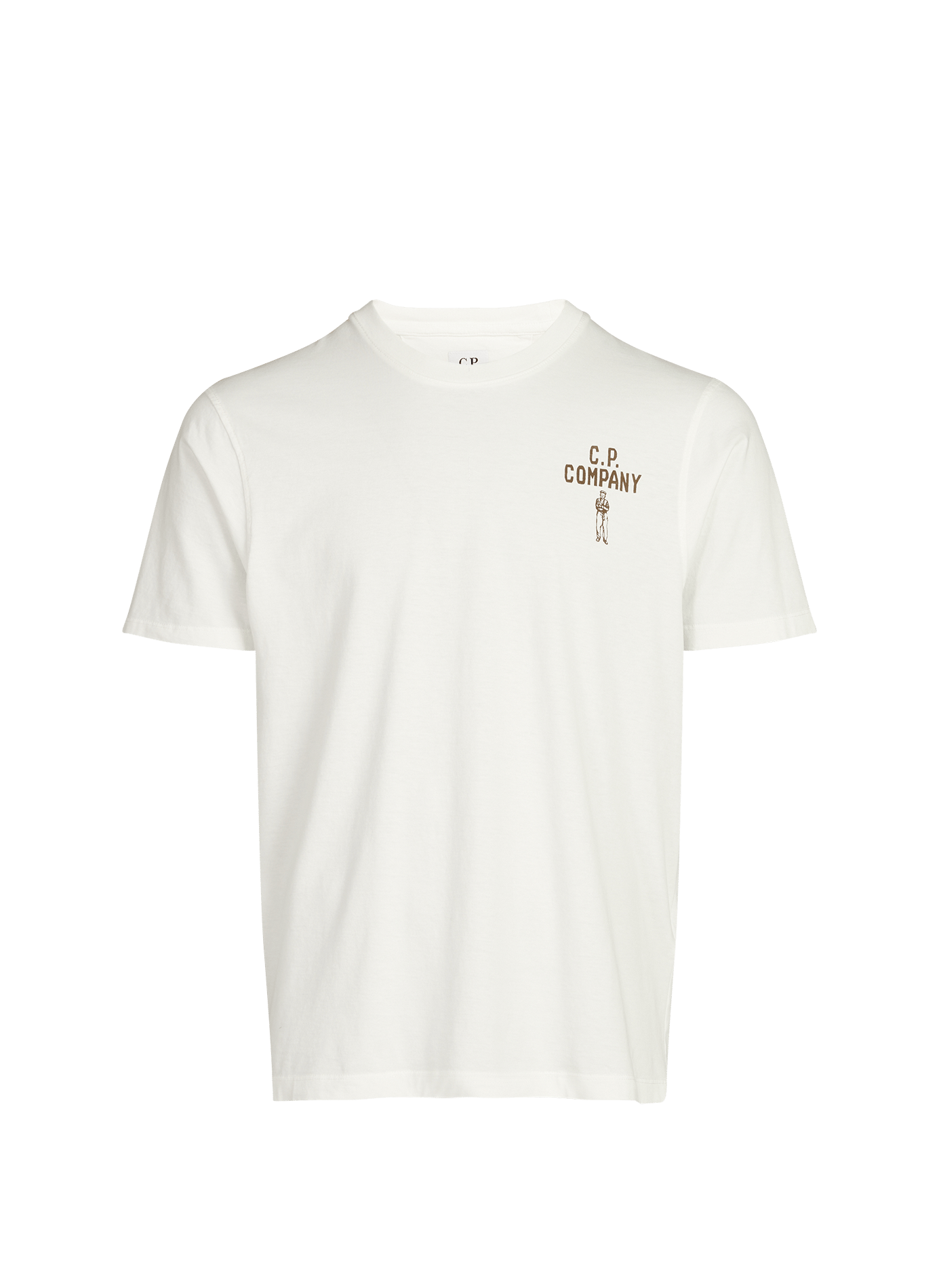 Round neck printed cotton T-shirt CP COMPANY White