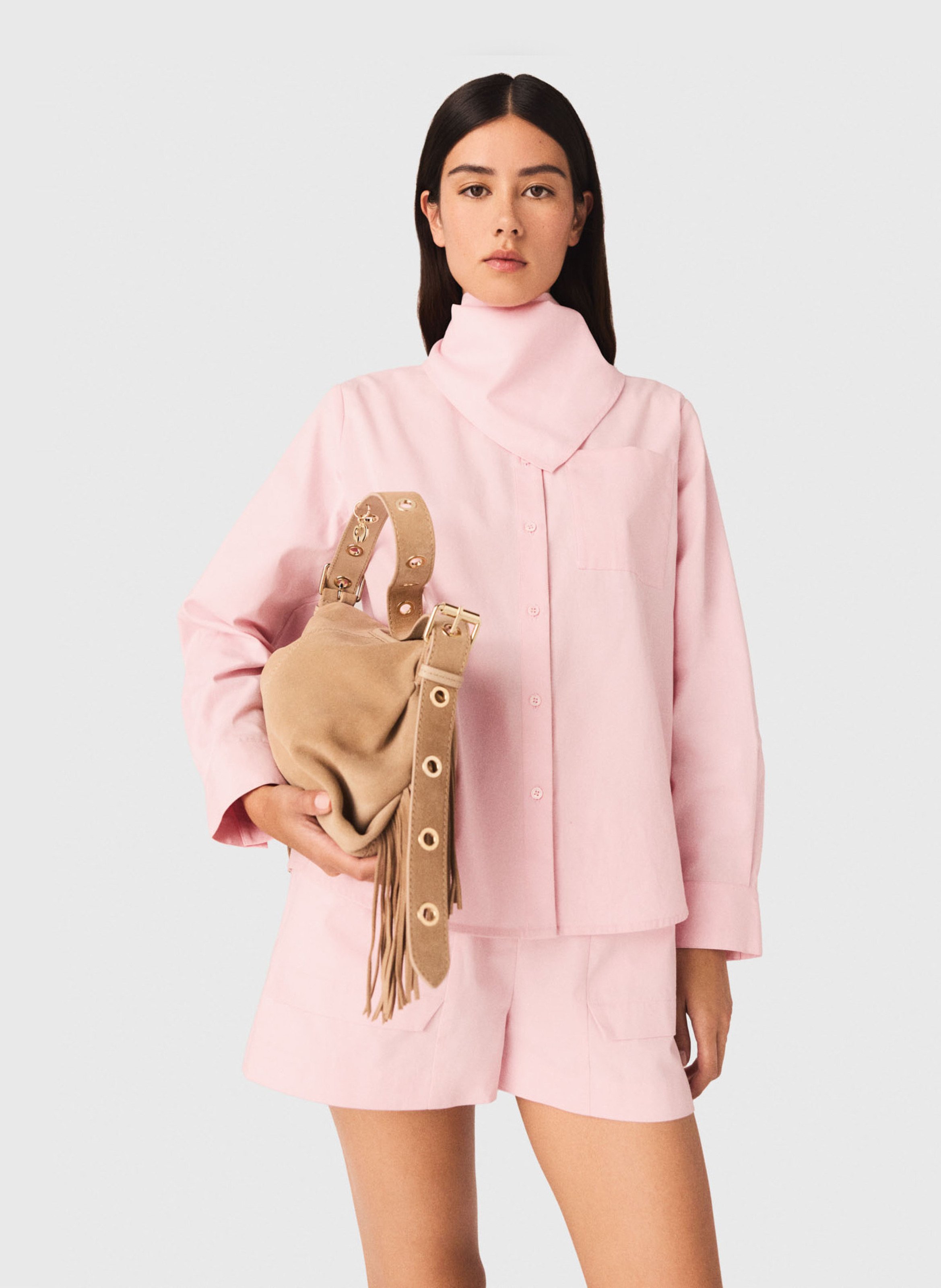 Chemise oversize col classique en coton MAJE Rose