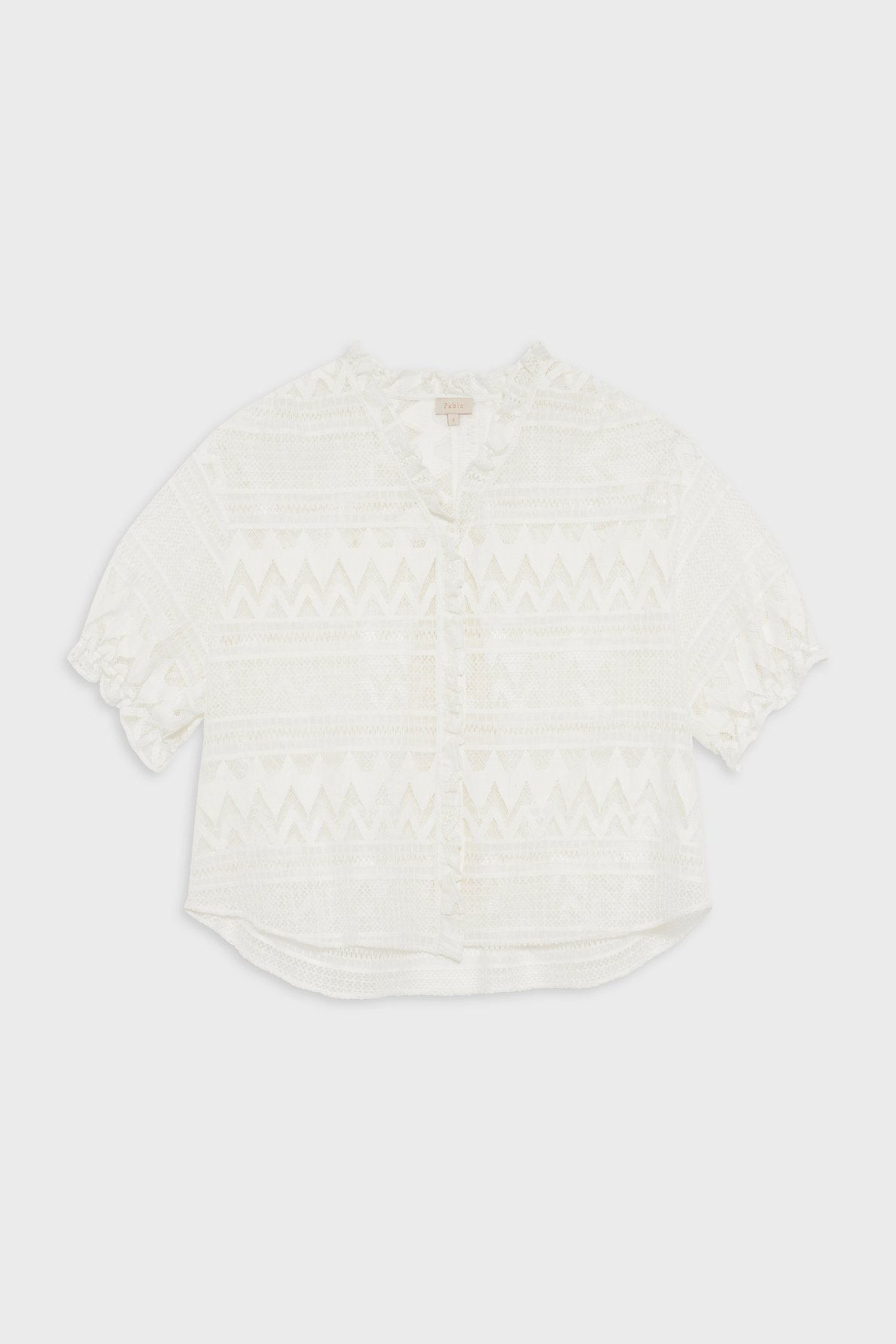 Chemise en dentelle à manches courtes - camie PABLO Blanc