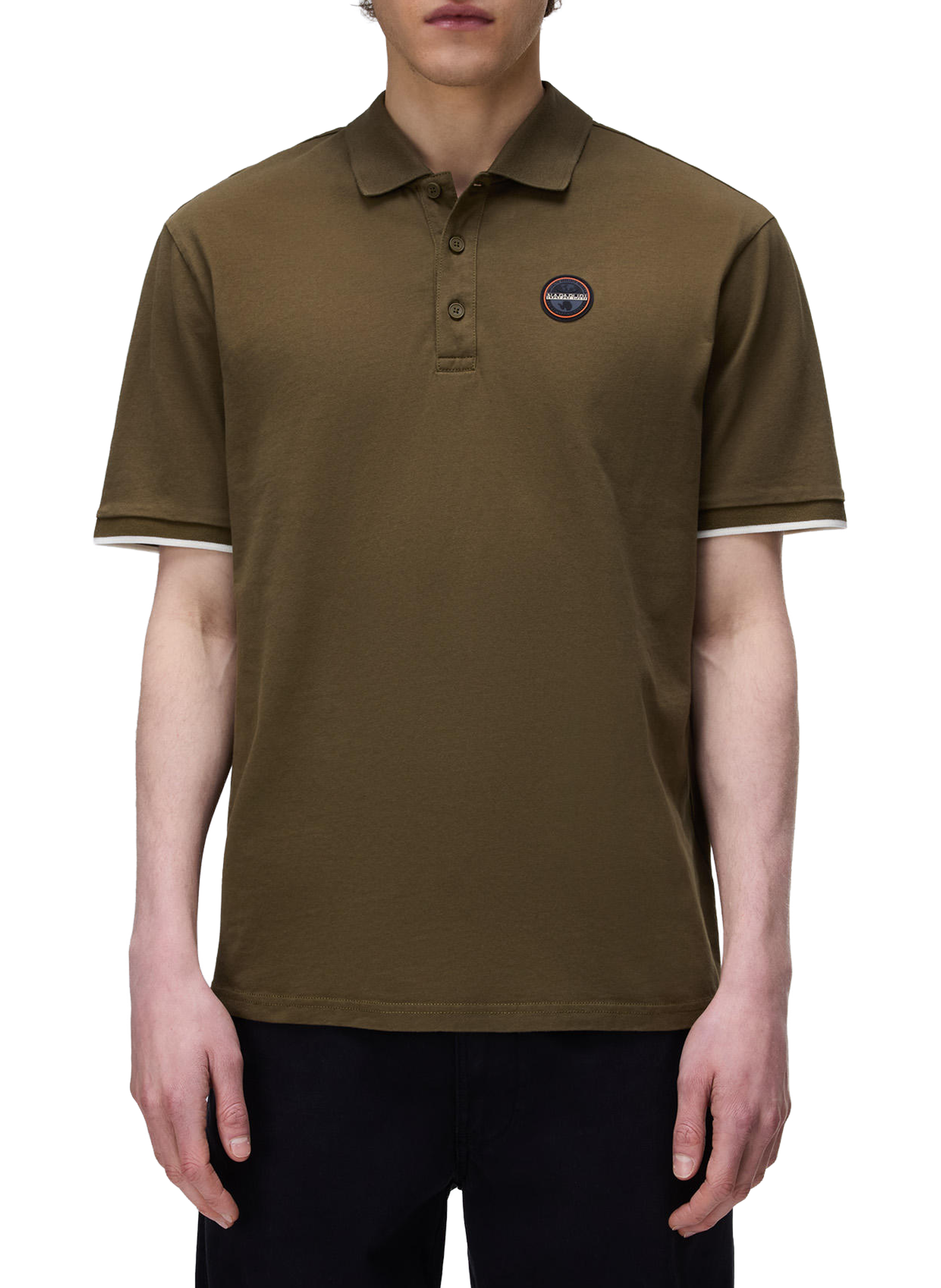 Polo droit à badge en coton  NAPAPIJRI Kaki
