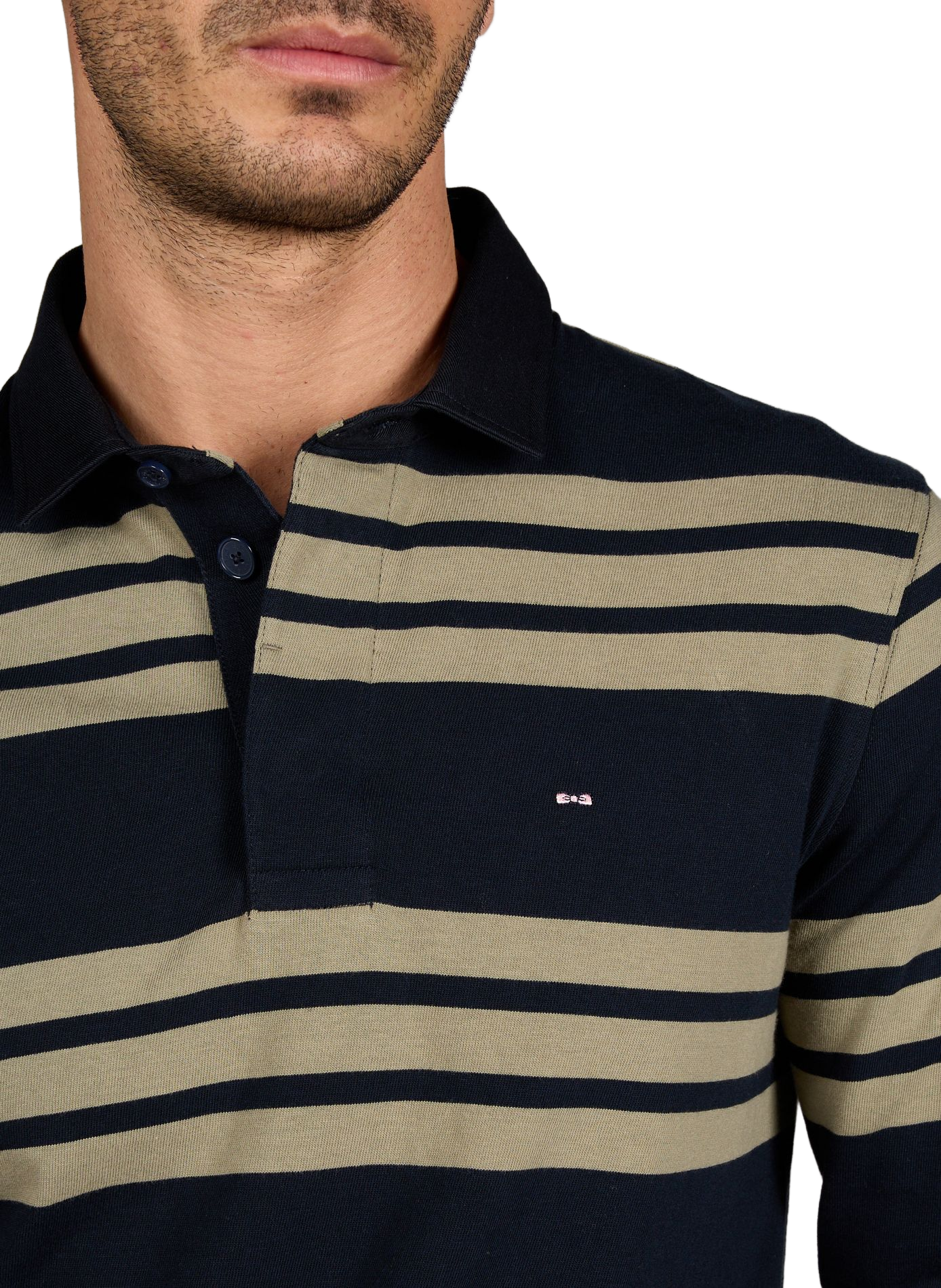 Polo manches longues à rayures EDEN PARK Bleu