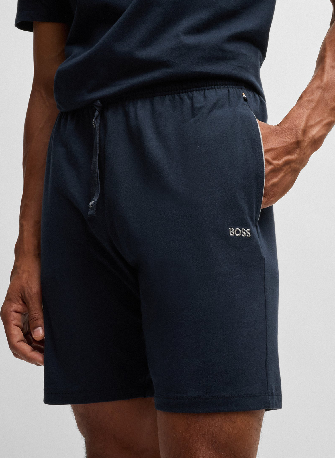 Short de pyjama en coton mélangé BOSS Bleu