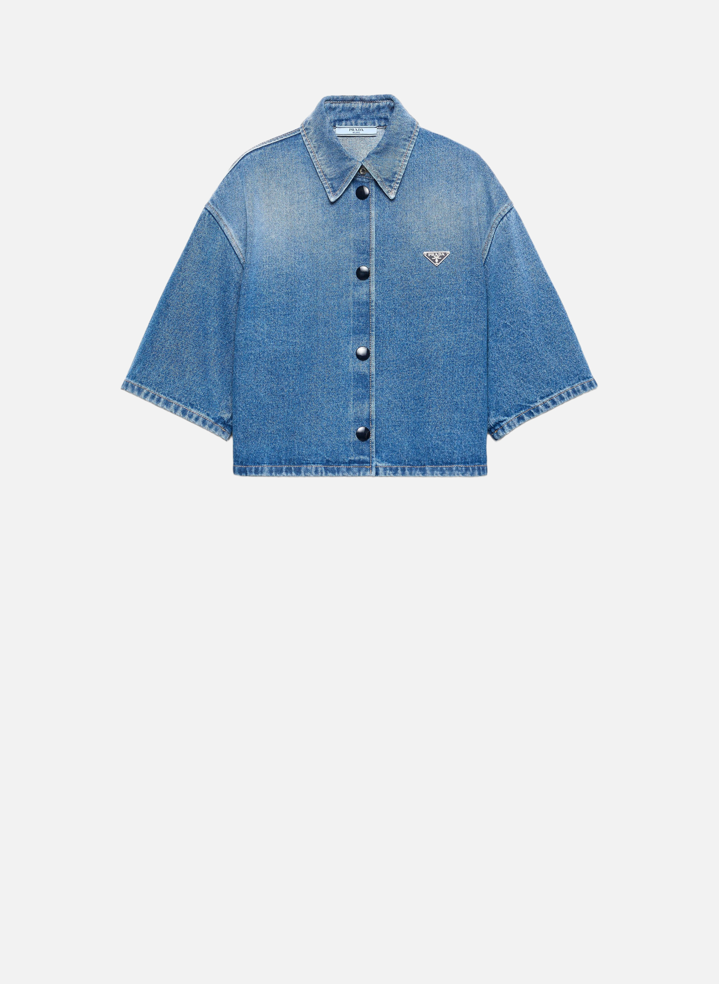 Chemise en denim raccourcie PRADA Bleu