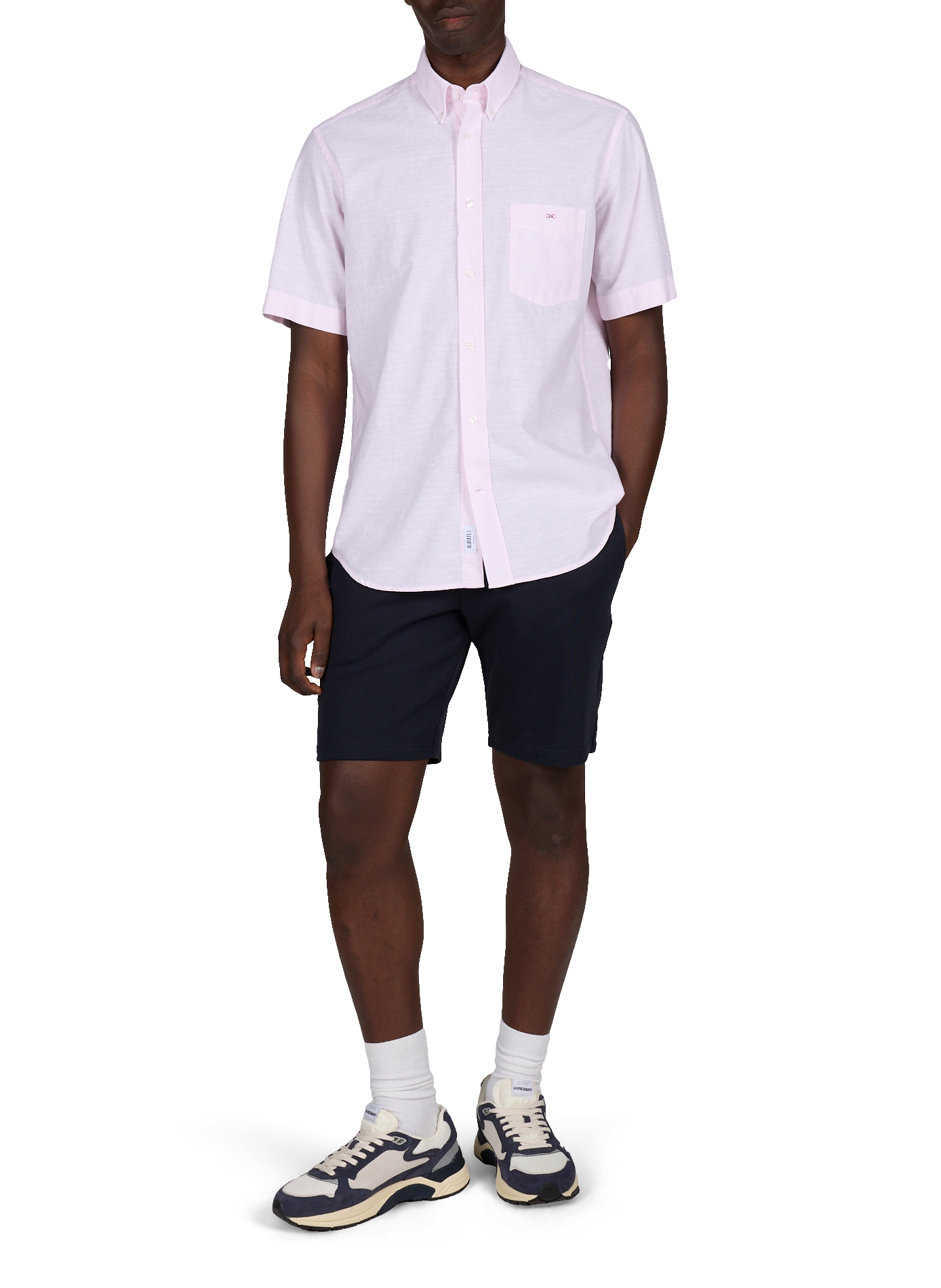 Chemise col américain à manches courtes EDEN PARK Rose