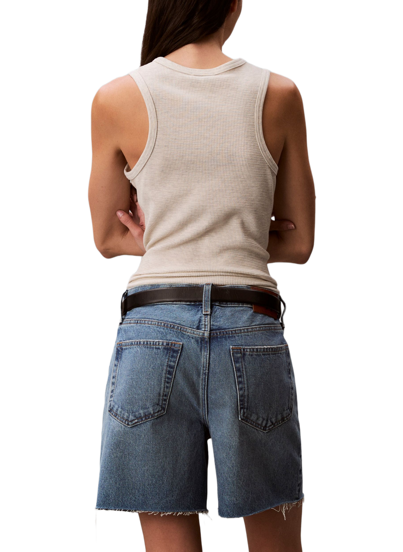 Débardeur avec écusson logo en coton mélangé CALVIN KLEIN Gris