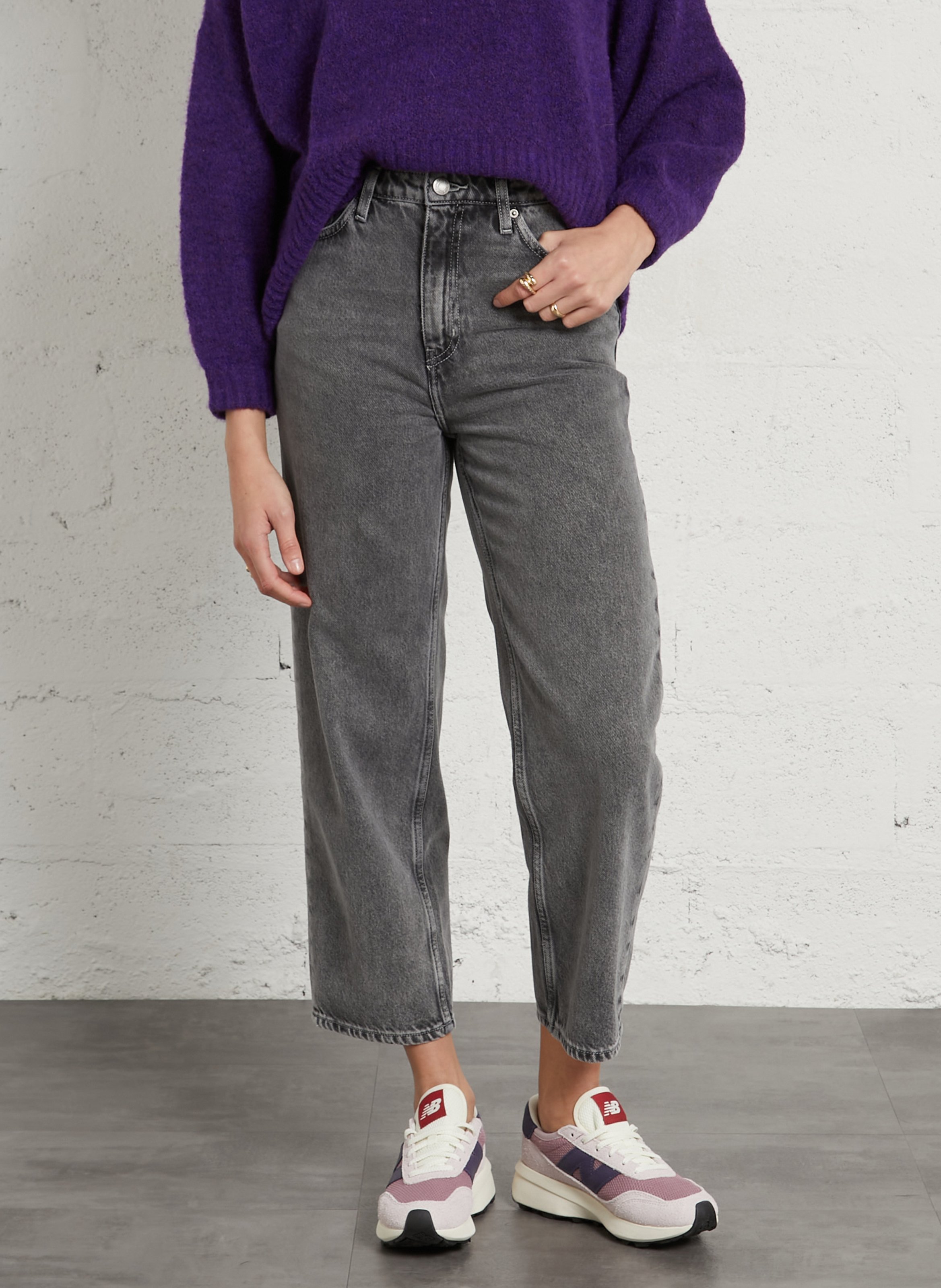 Jean droit en coton et coton recyclé yopday-b AMERICAN VINTAGE Gris