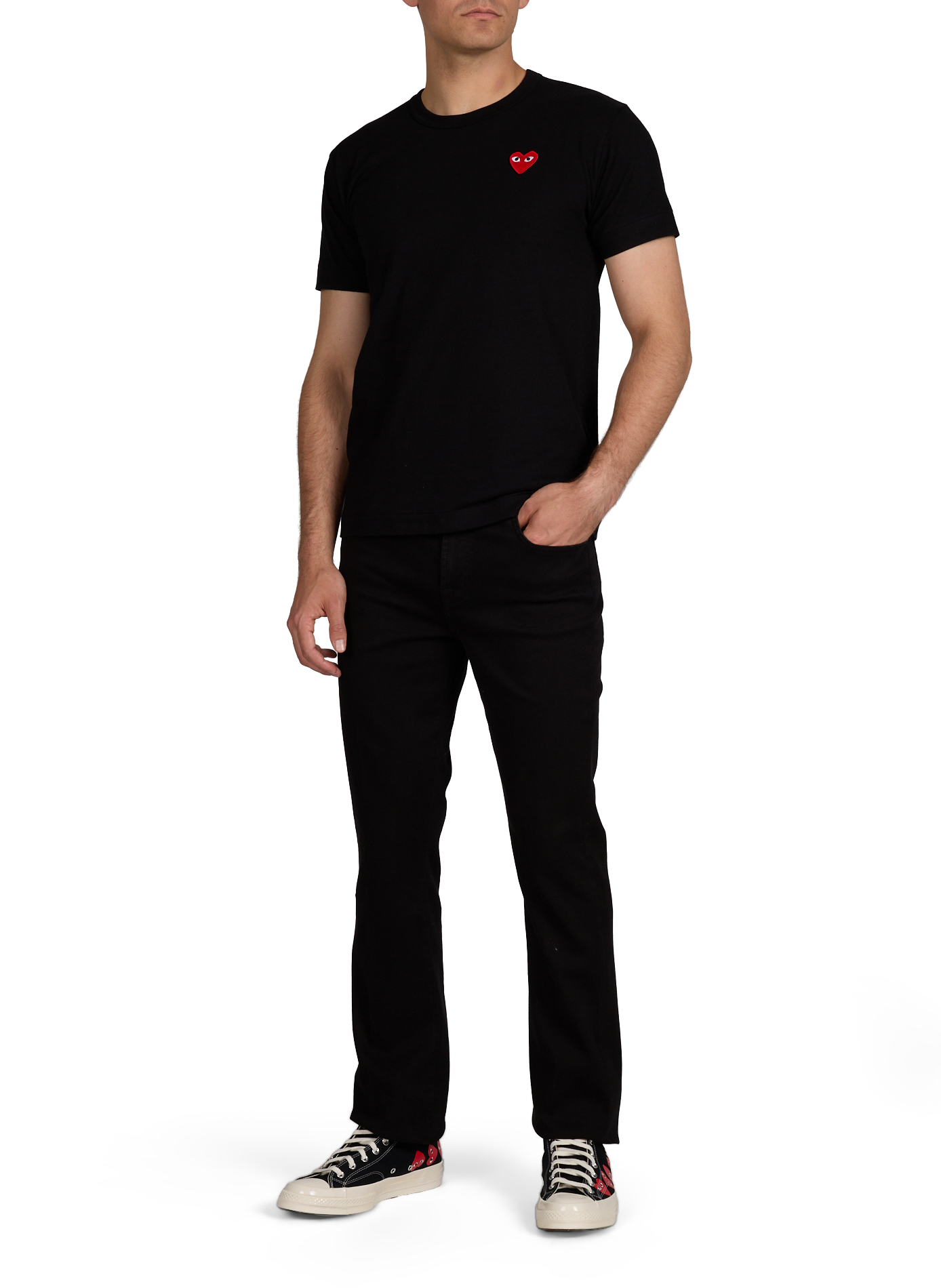 T-Shirt mit gesticktem Logo aus Baumwolle COMME DES GARCONS PLAY Schwarz