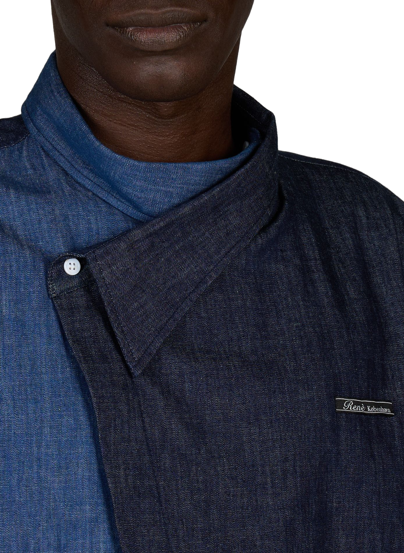 Camicia asimmetrica bicolore in cotone | Blu RENÈ Uomo