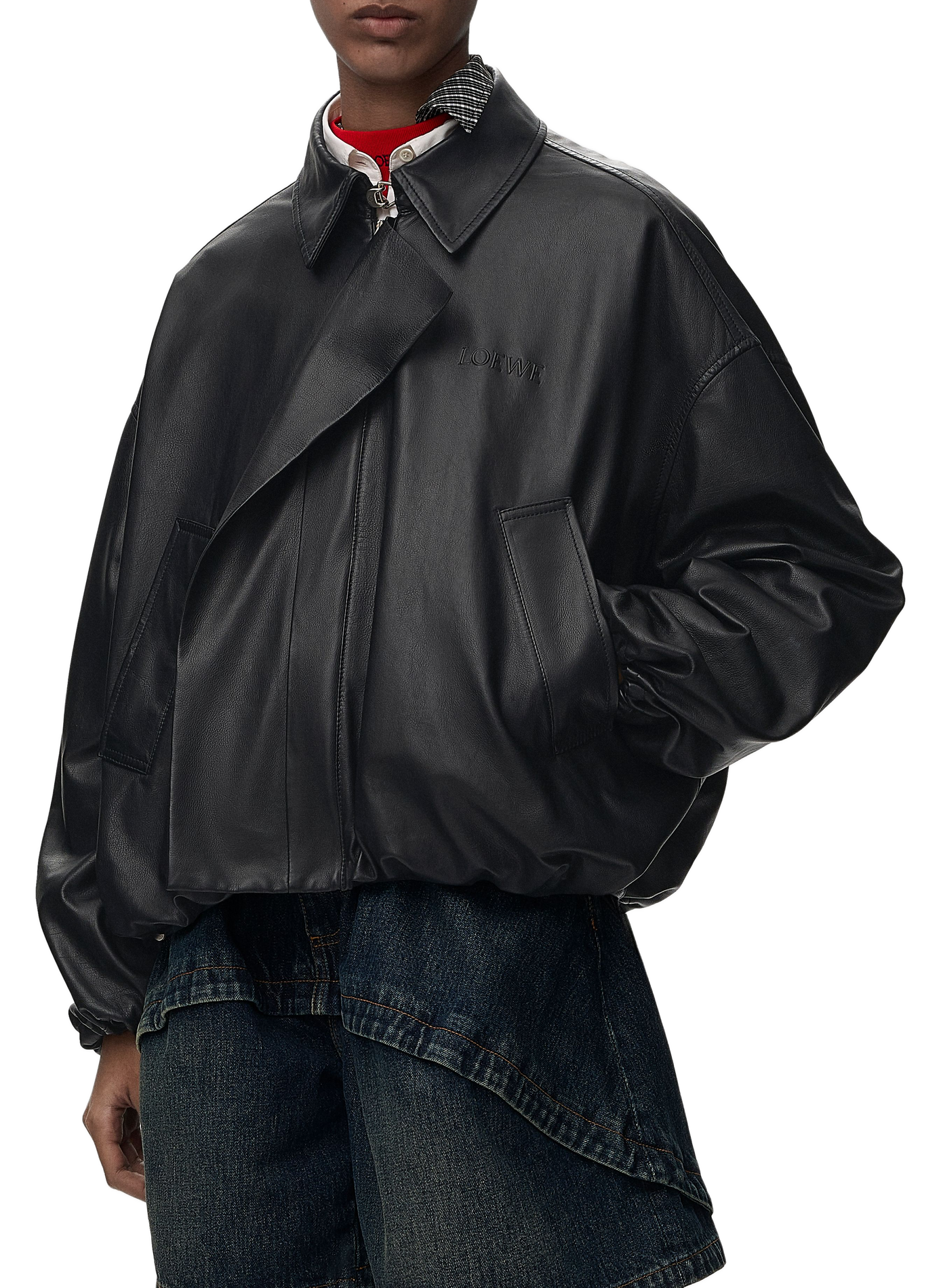 Veste en cuir de veau nappa LOEWE Noir