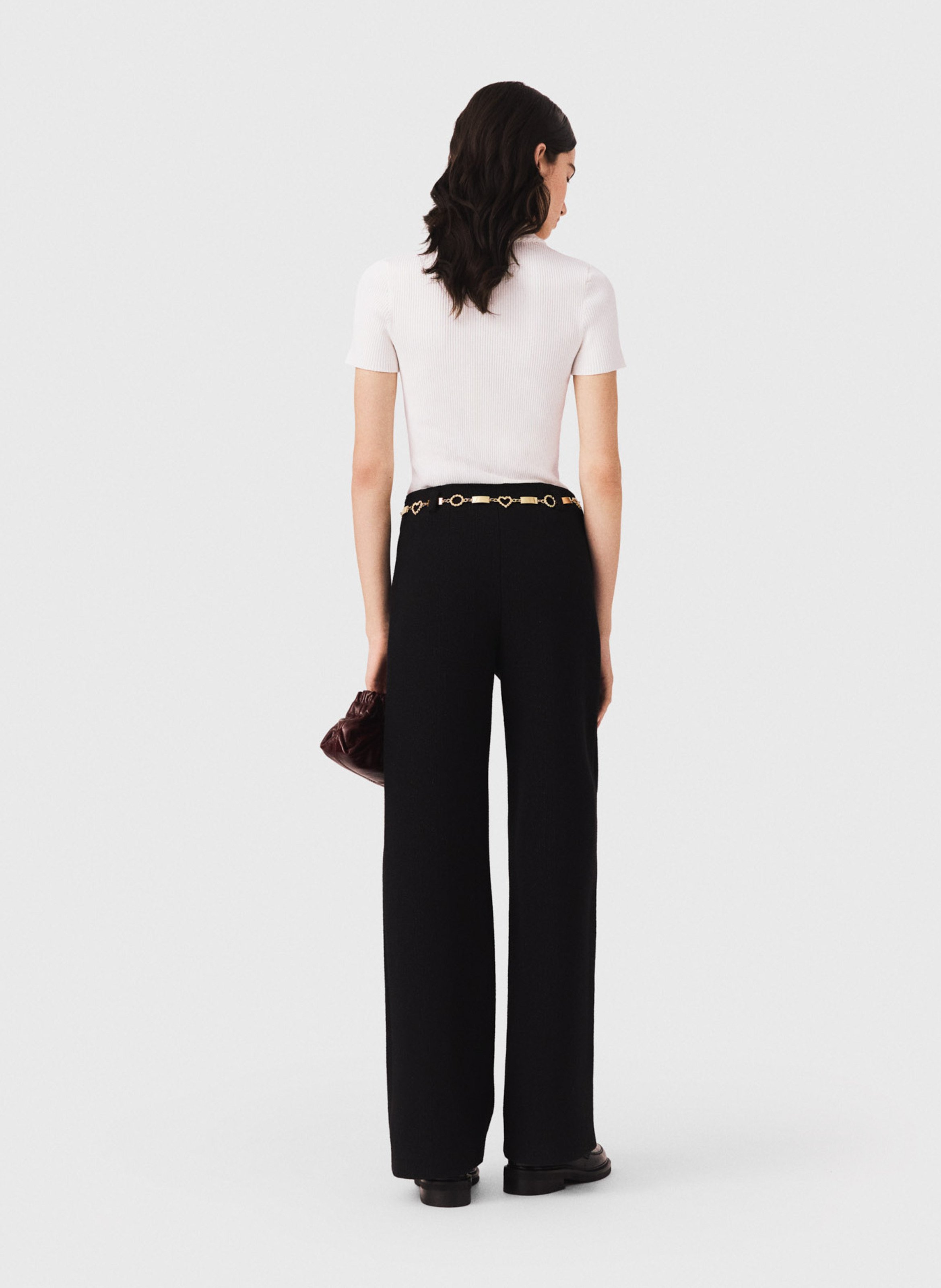 Pantalon taille haute large MAJE Noir