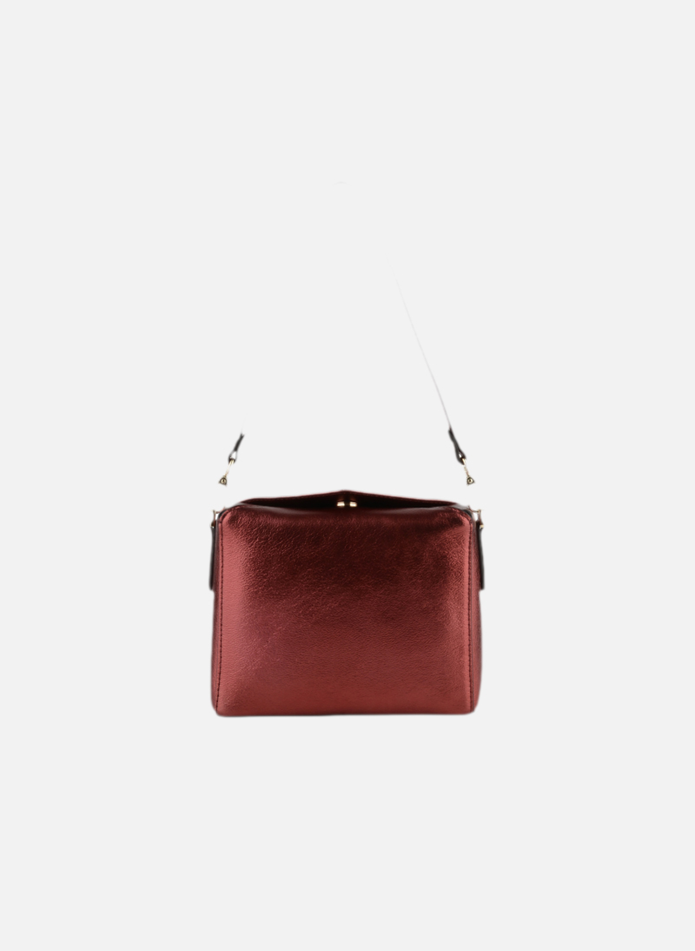 Cassetta metallic | sac porté crossbody en cuir de vachette POURCHET Rouge