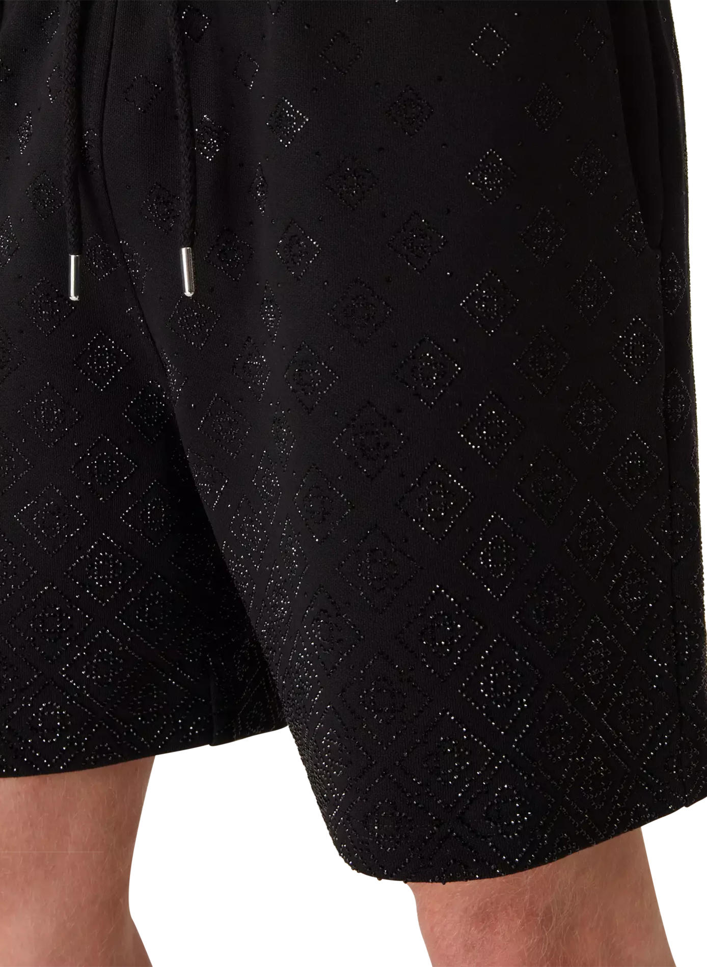 Shiny Monogram Short Crystal in Cotton CASABLANCA PARIS Black