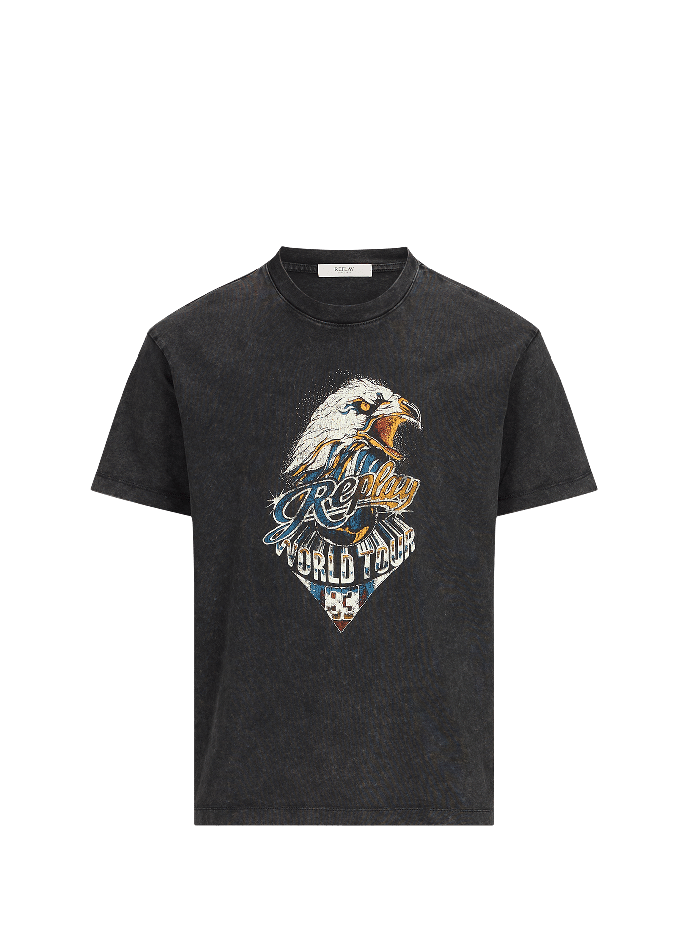 Washed cotton T-shirt with pattern REPLAY Grey