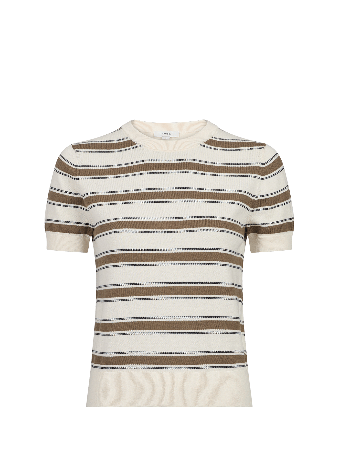 Round neck straight striped sweater in cotton and cashmere VINCE Multicolour