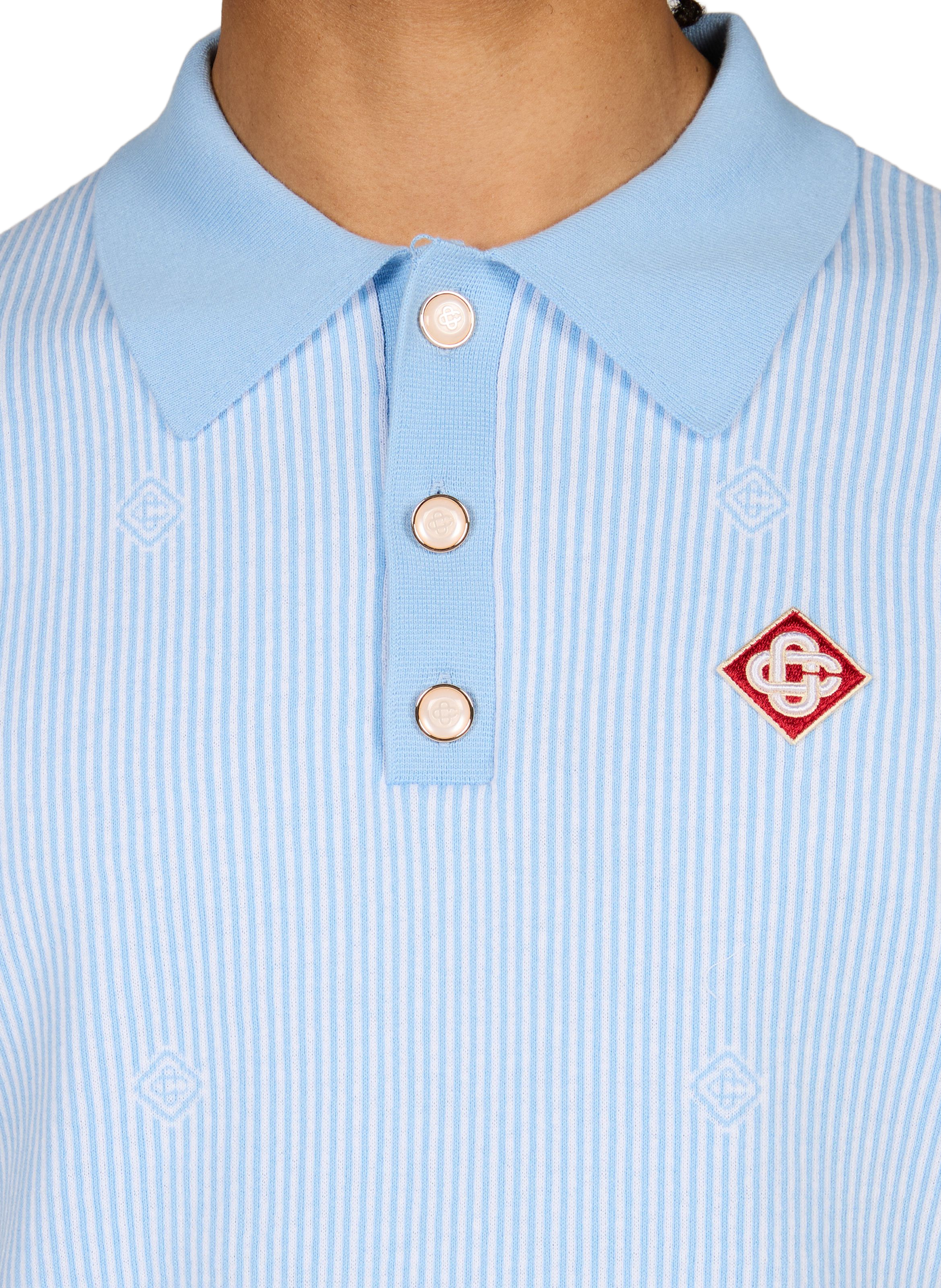 Striped short-sleeved polo in blended cotton CASABLANCA PARIS Blue