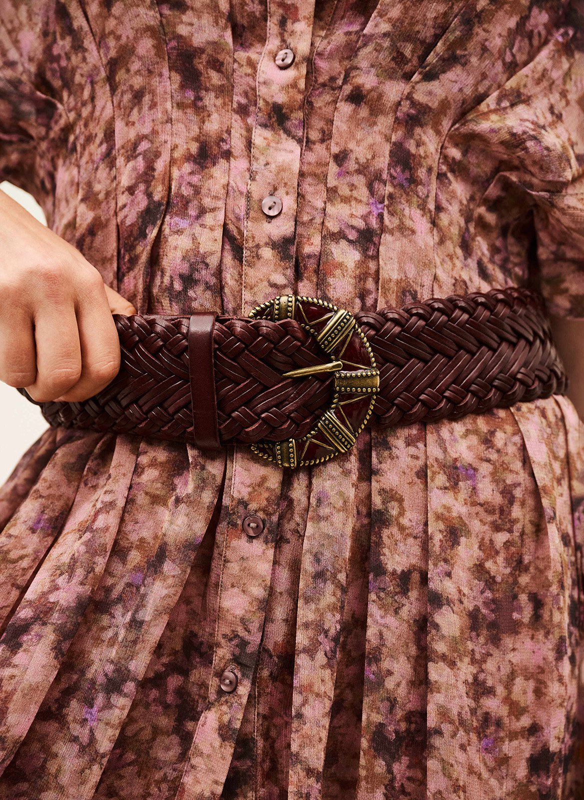 Ceinture tressée en cuir byron BA&SH Violet