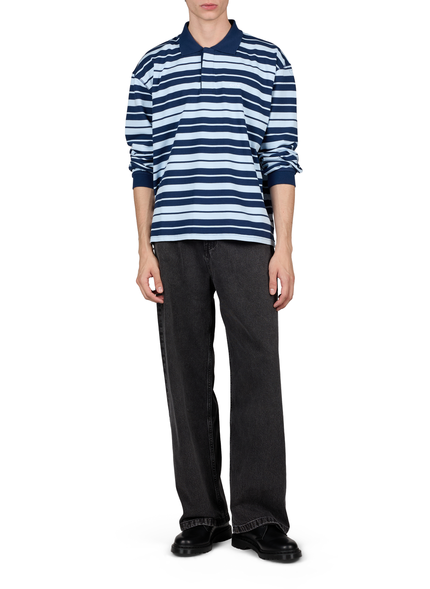 Striped cotton polo shirt ARTE ANTWERP Blue