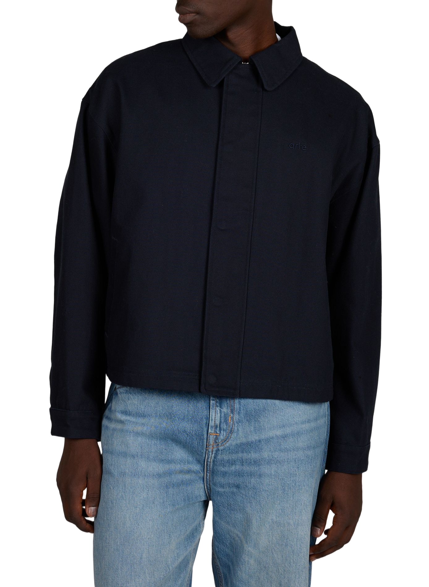 Jacket with classic collar in blended cotton ARTE ANTWERP Blue