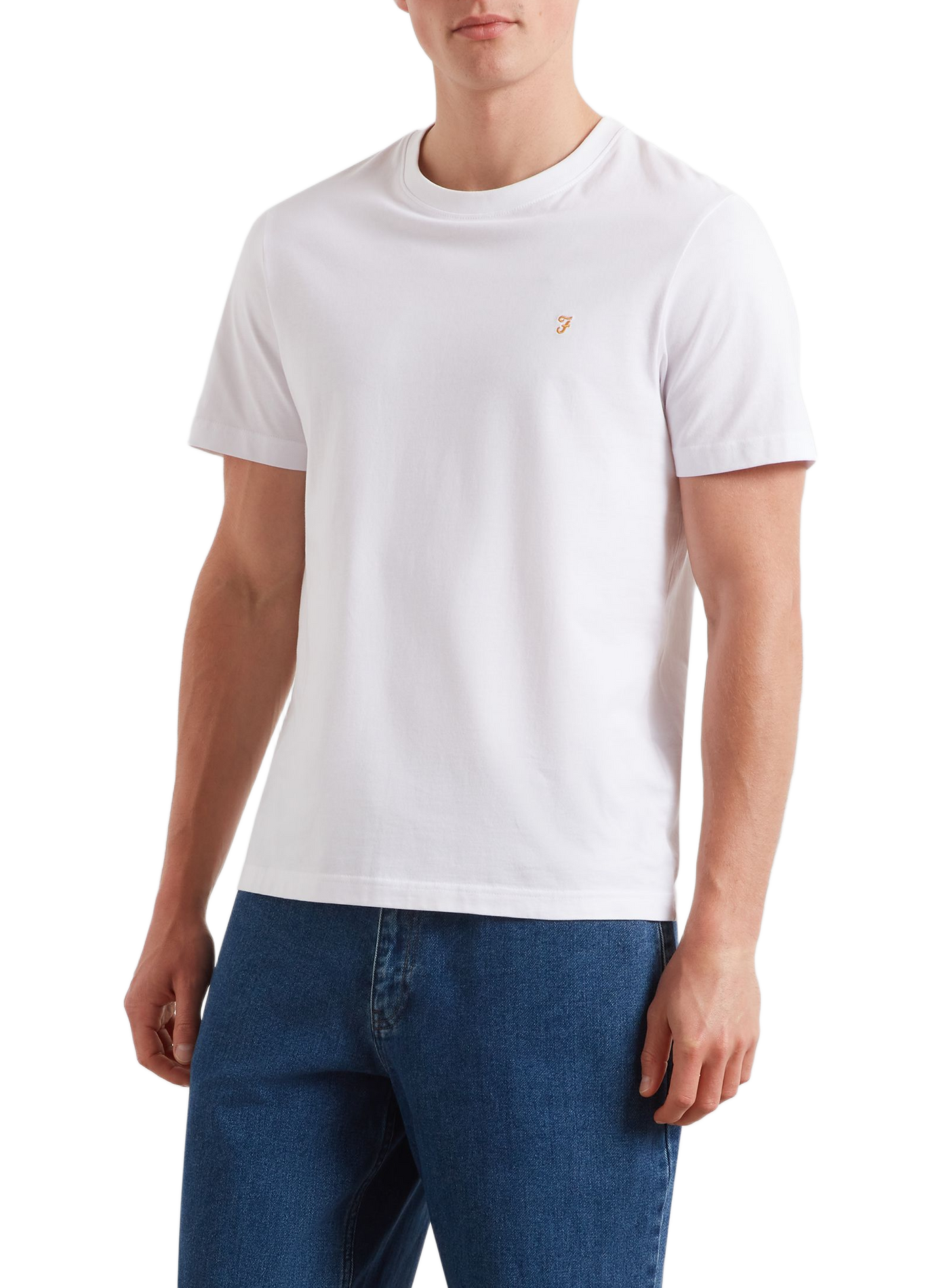 T-shirt droit à logo en coton  FARAH White