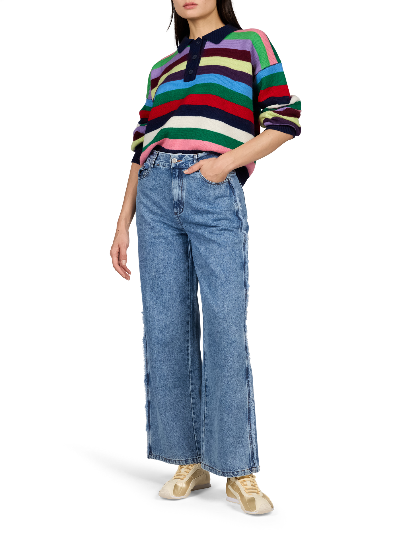 Gerade geschnittene Pins Jeans aus Baumwollmischung LAURE+MAX Blau