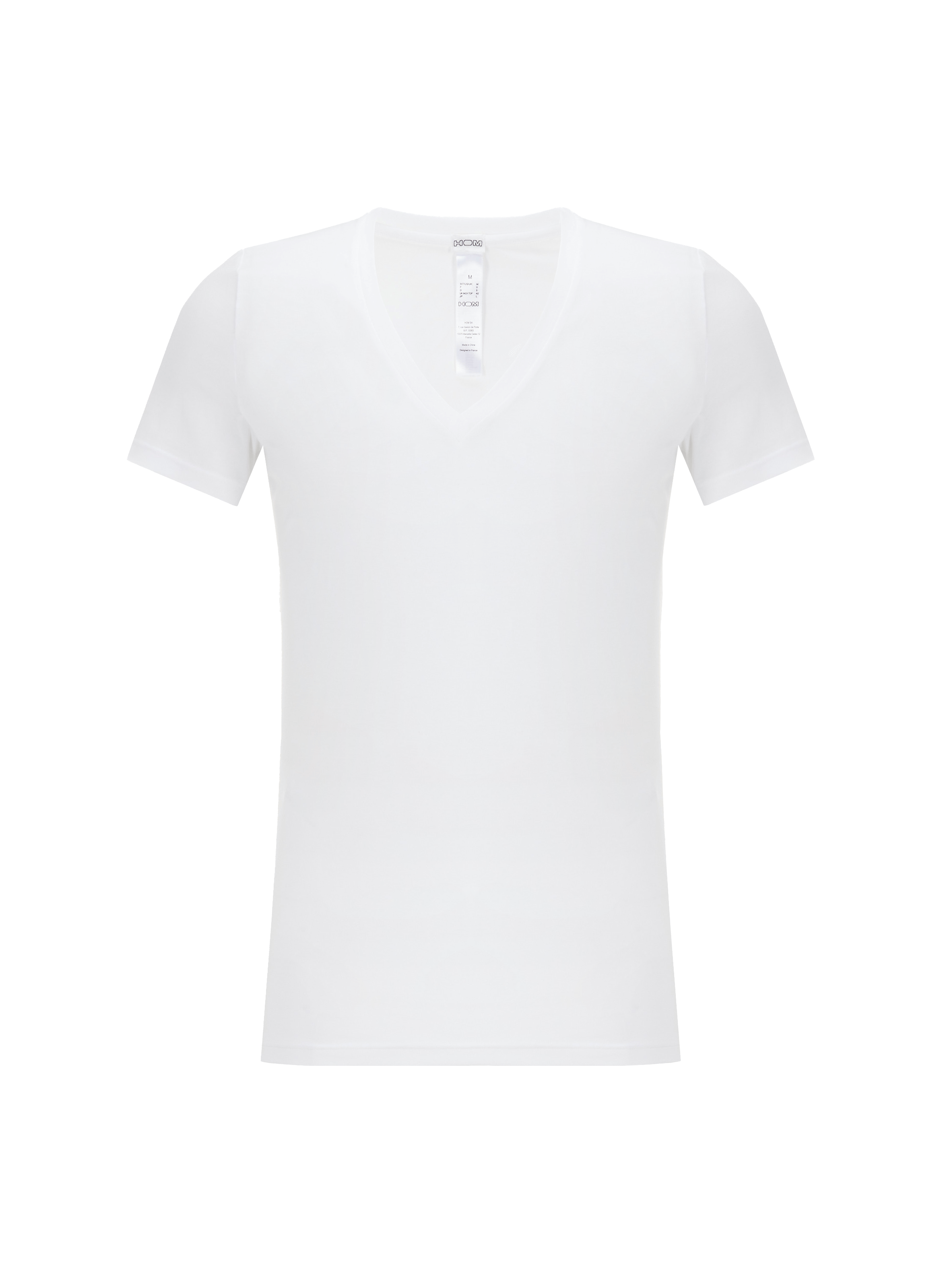 HOM Stretch cotton V-neck T-shirt White