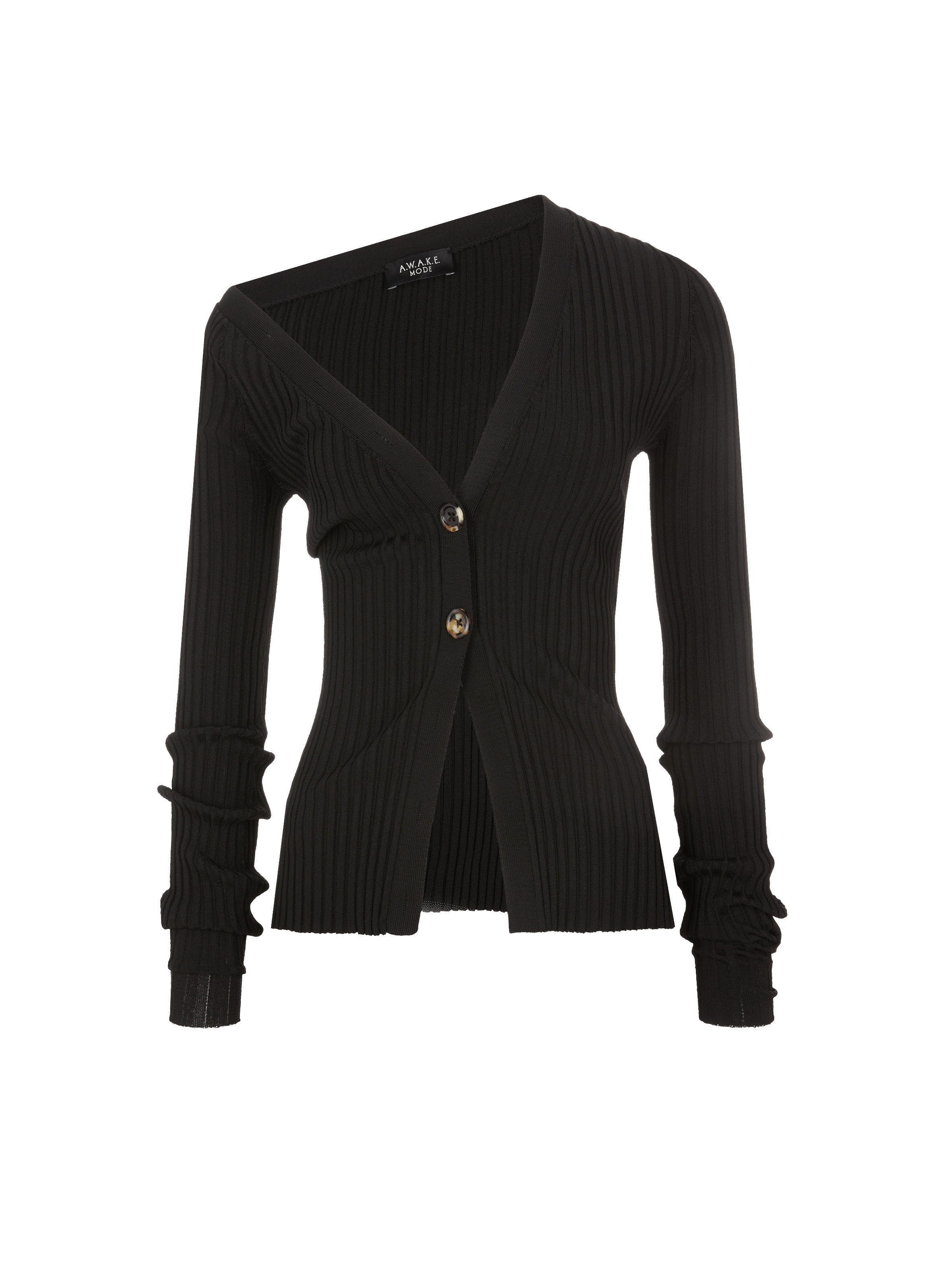 A.W.A.K.E. MODE Ribbed knit cardigan Black