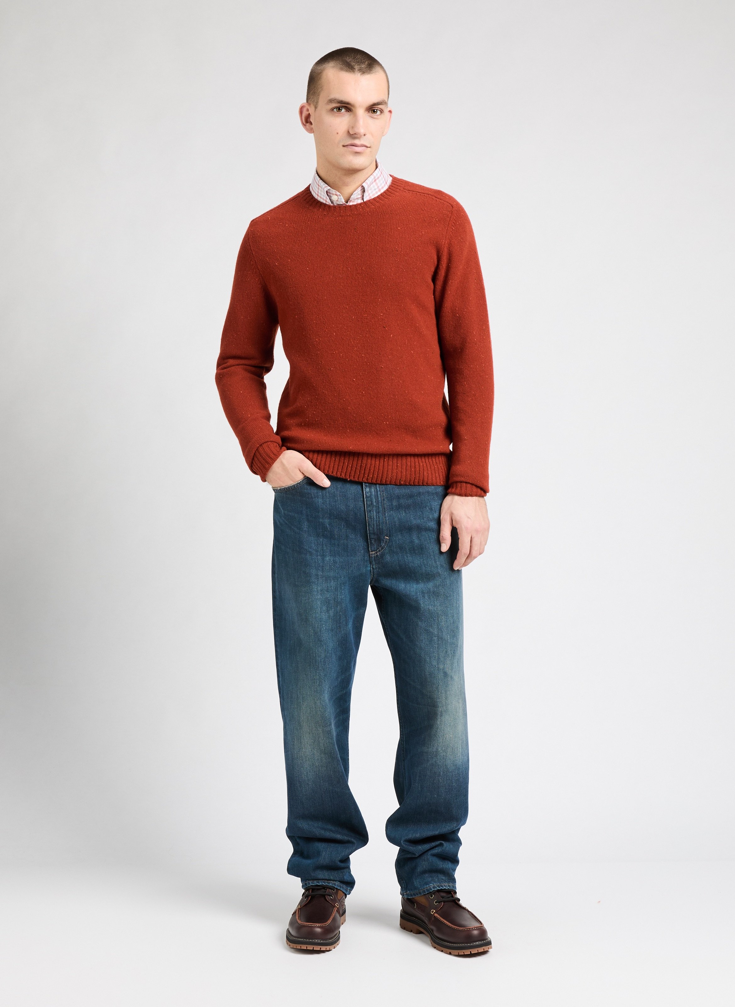 Pull en laine Donegal Crew HACKETT Rouge