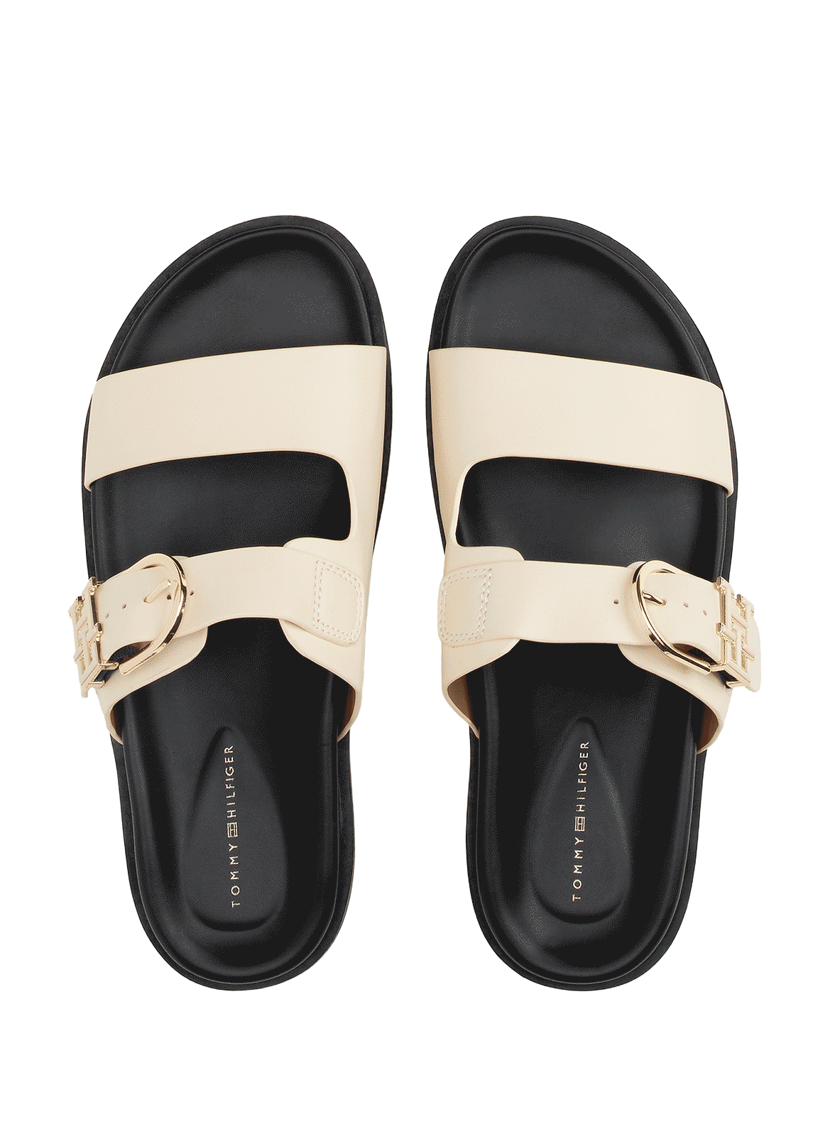 Sandales crantées en cuir  Beige