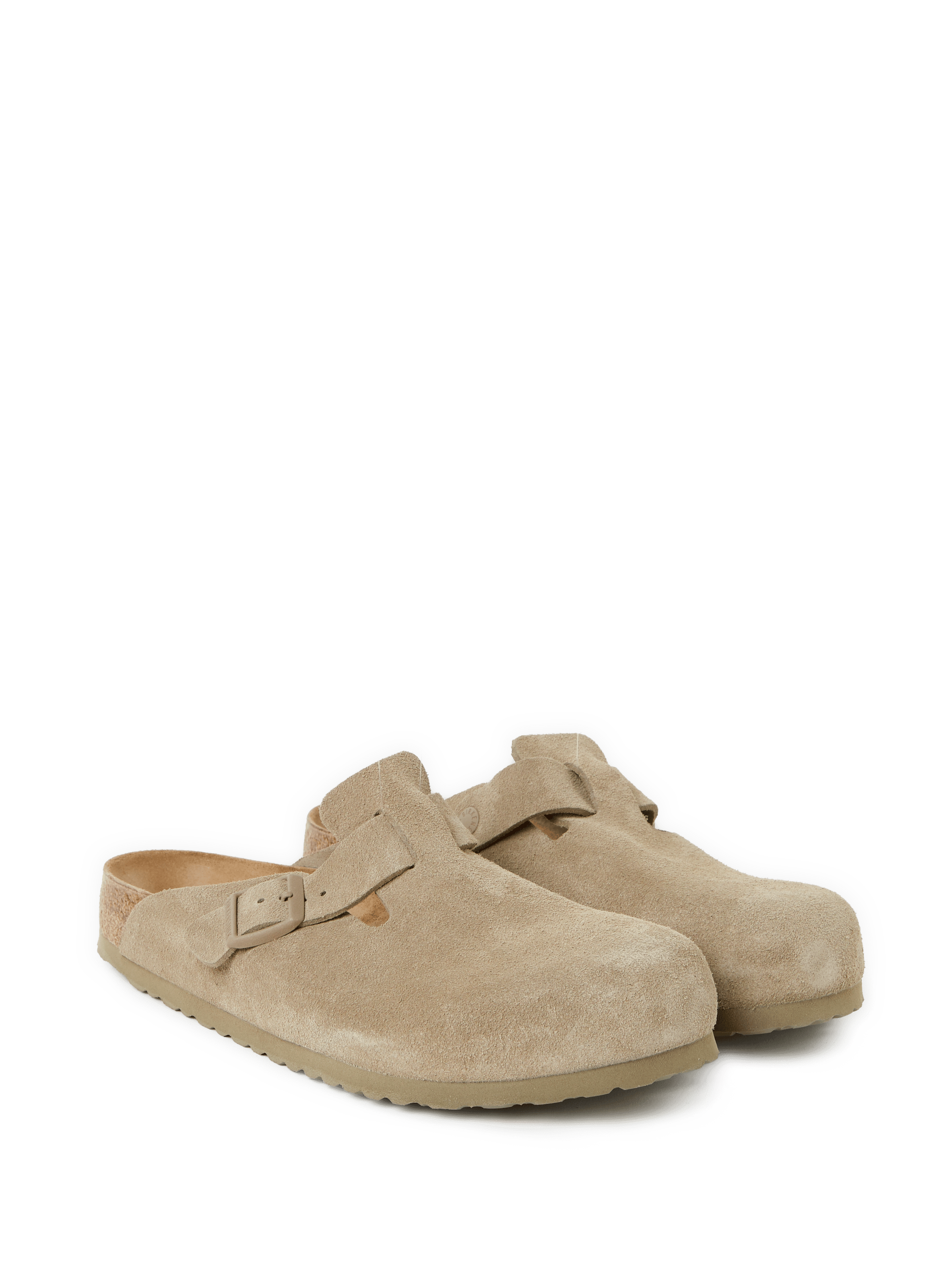Mules plates en cuir velours BIRKENSTOCK Beige