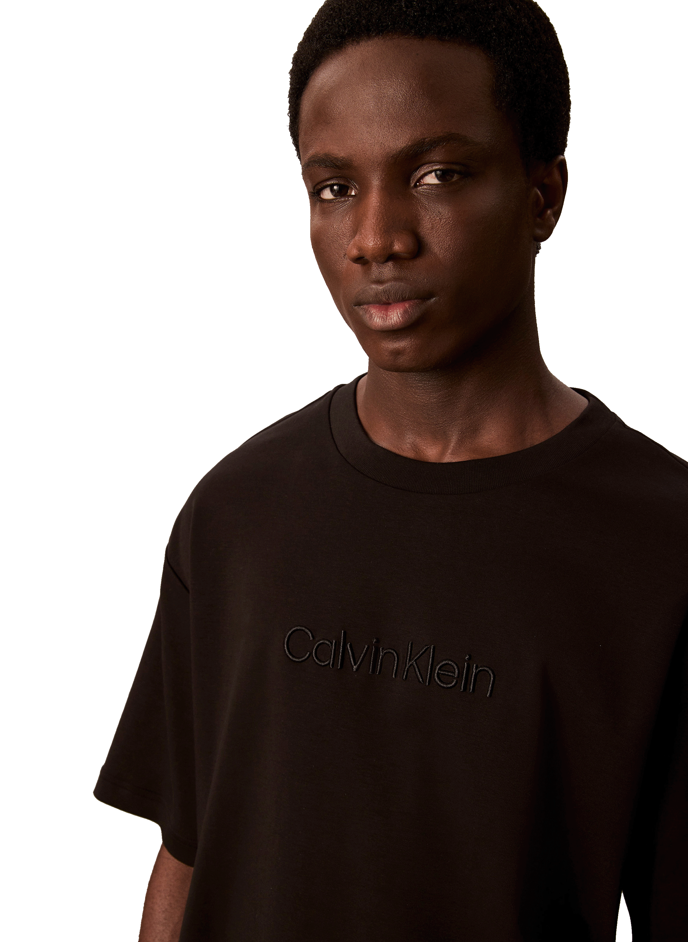 T-shirt à col rond en coton CALVIN KLEIN Noir