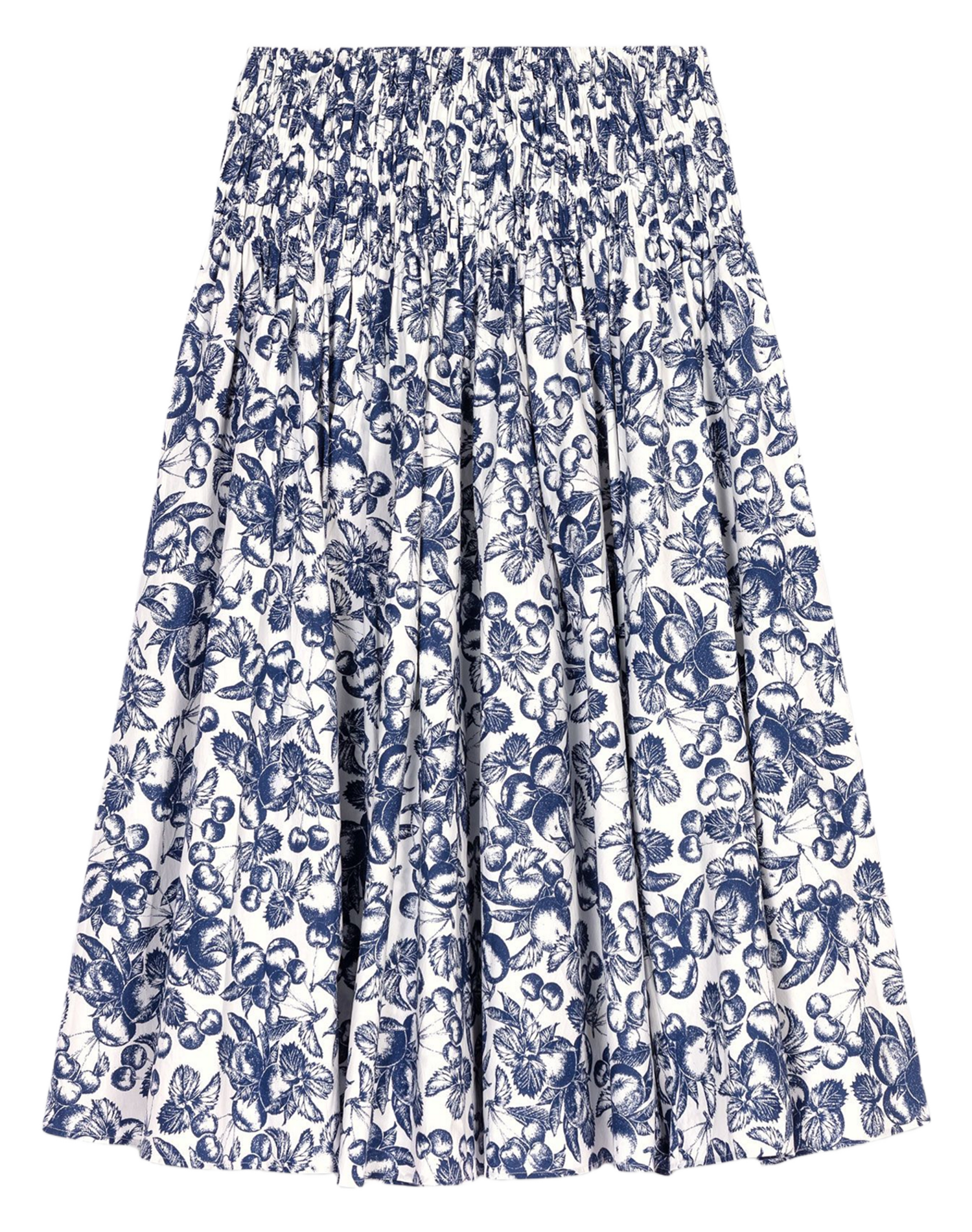 Jupe midi évasée à imprimé cerise MAJE Bleu