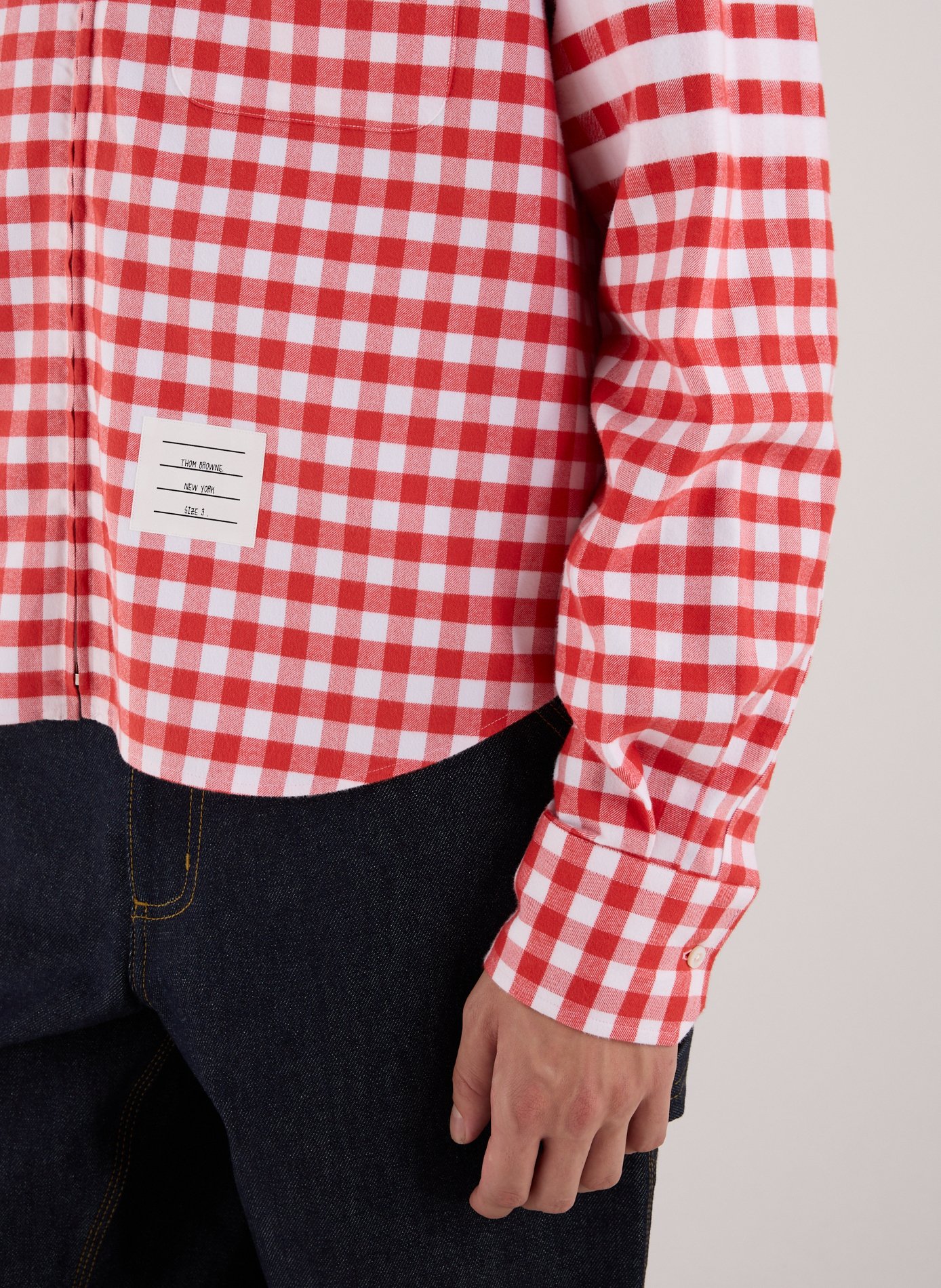 Straight checked cotton overshirt THOM BROWNE Red