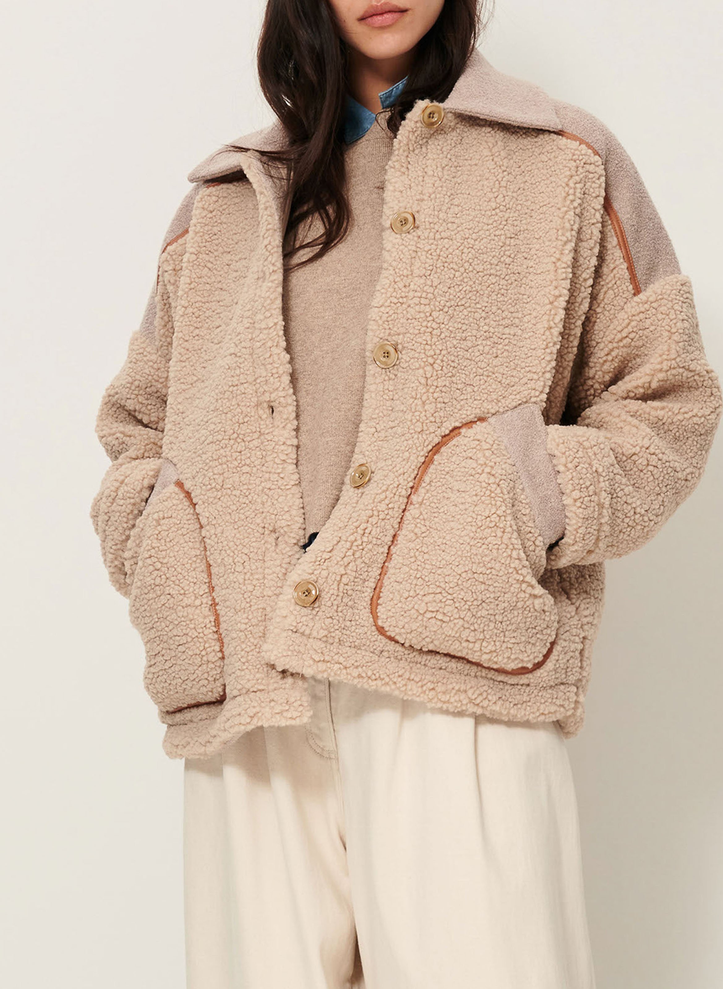 Veste oversize en laine mélangée icy rocky SESSUN Beige