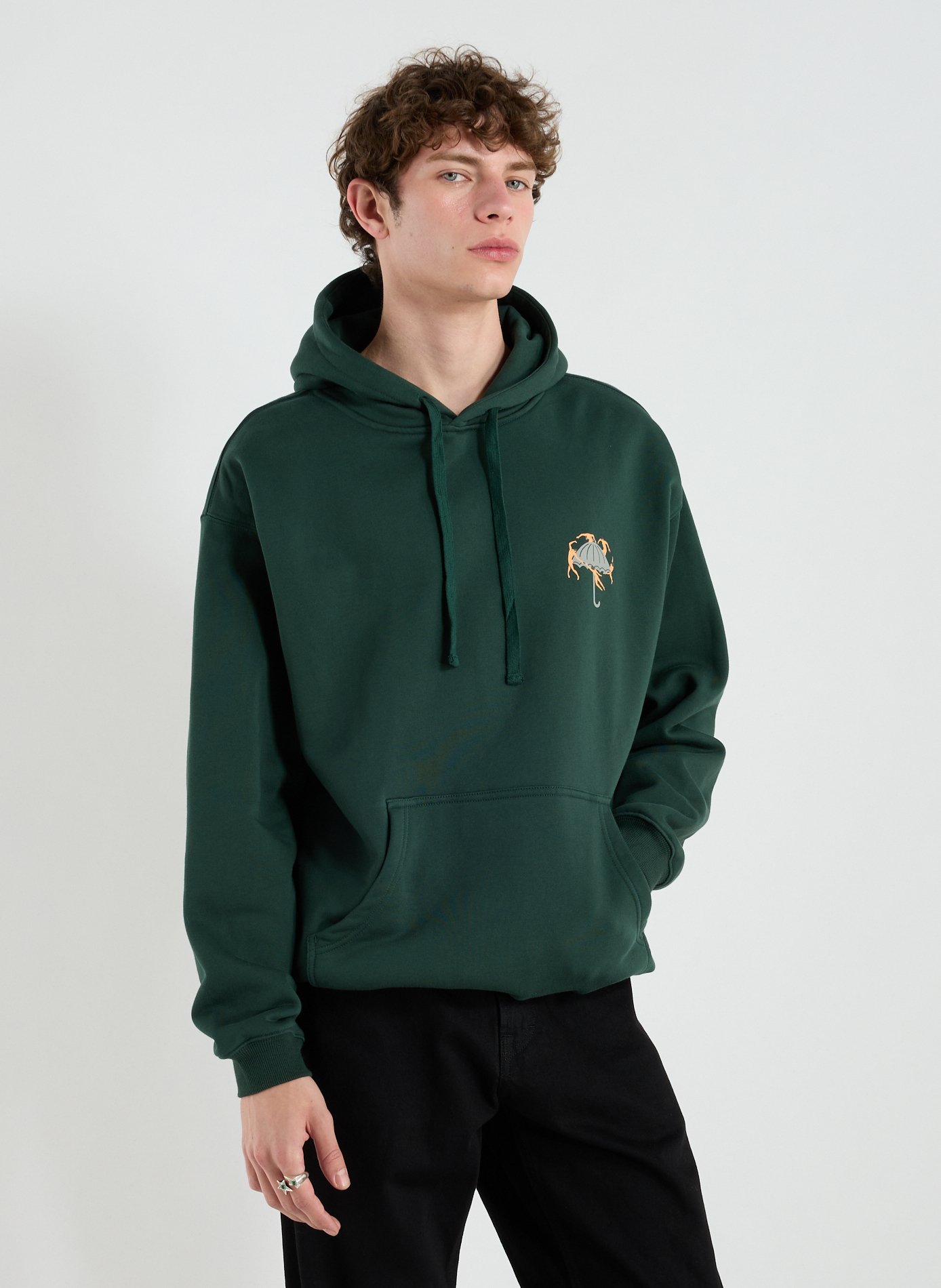 HELAS CAPS Oversized hooded sweatshirt in mixed cotton Black