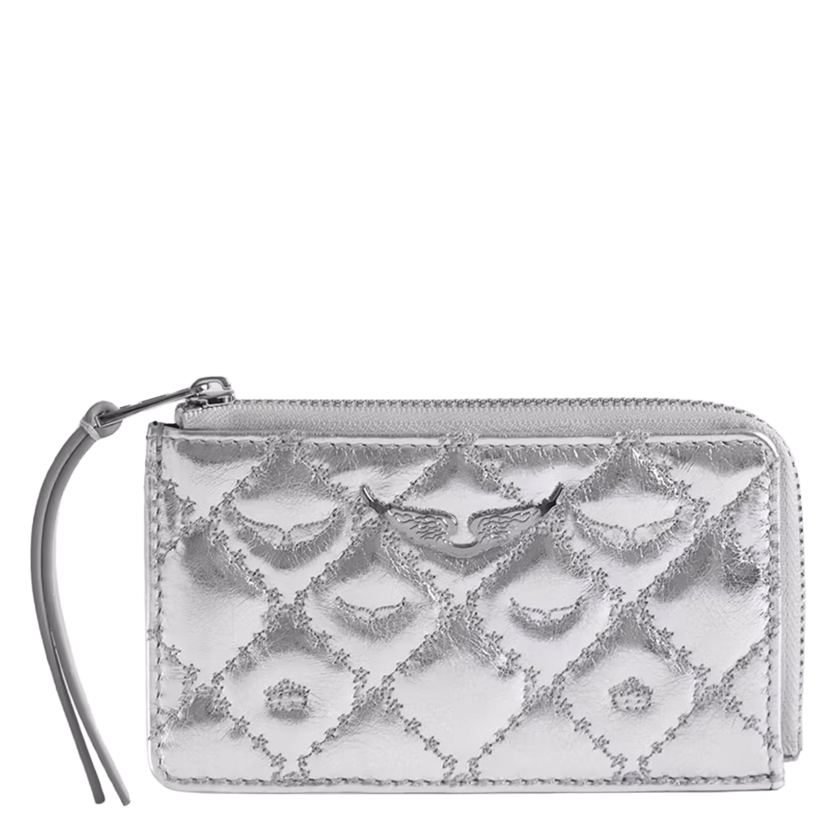 Porte-cartes en cuir métallisé zv card ZADIG&VOLTAIRE Gris