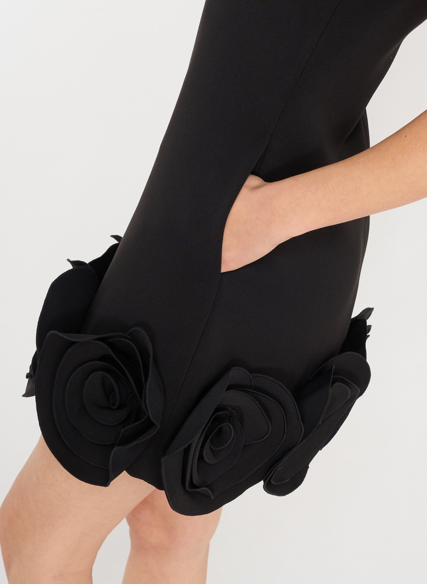 Square Neck Short Dress SELF PORTRAIT Black