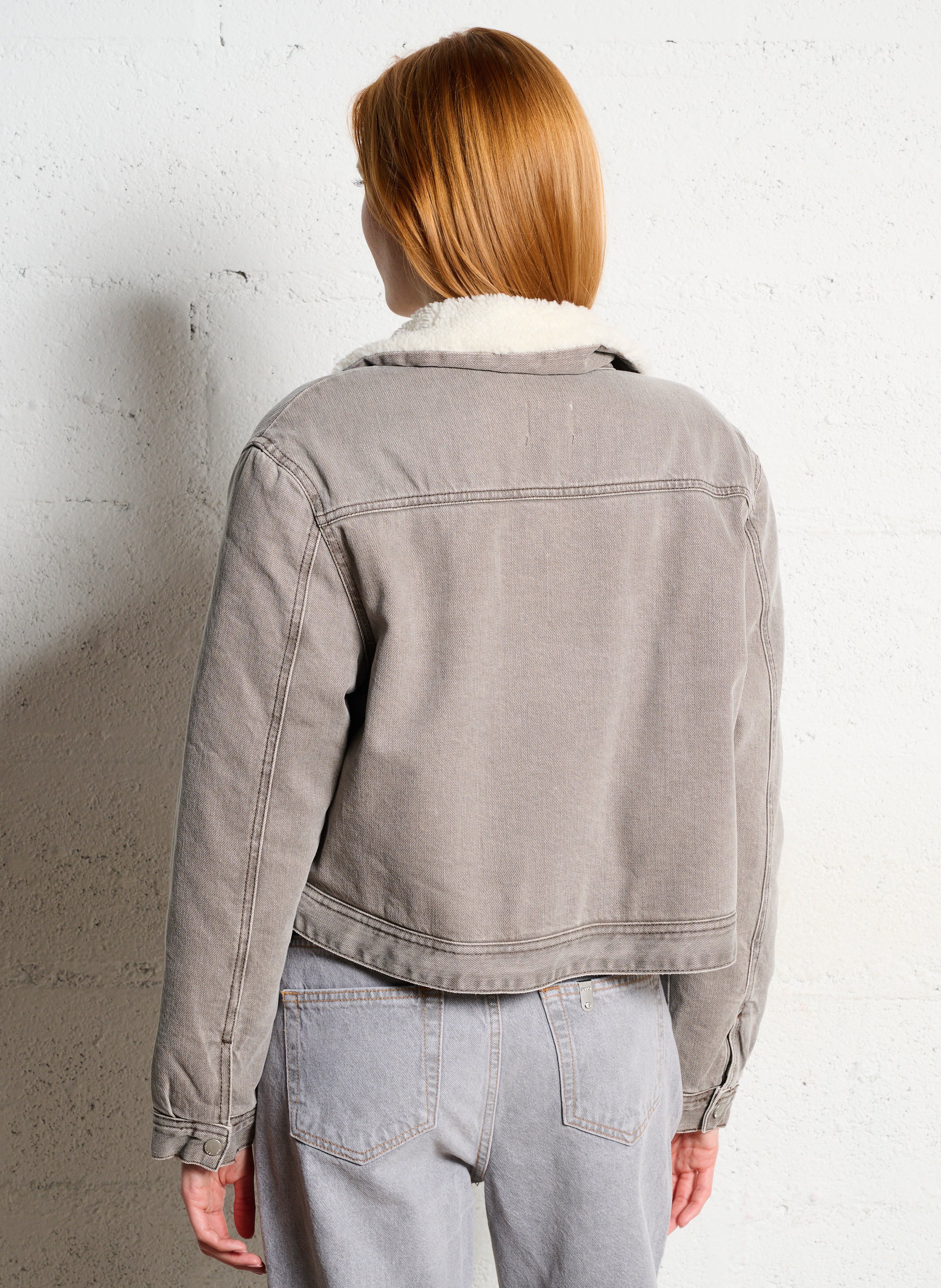 Veste en jean droite en coton mélangé virginybis CLAUDIE PIERLOT Beige