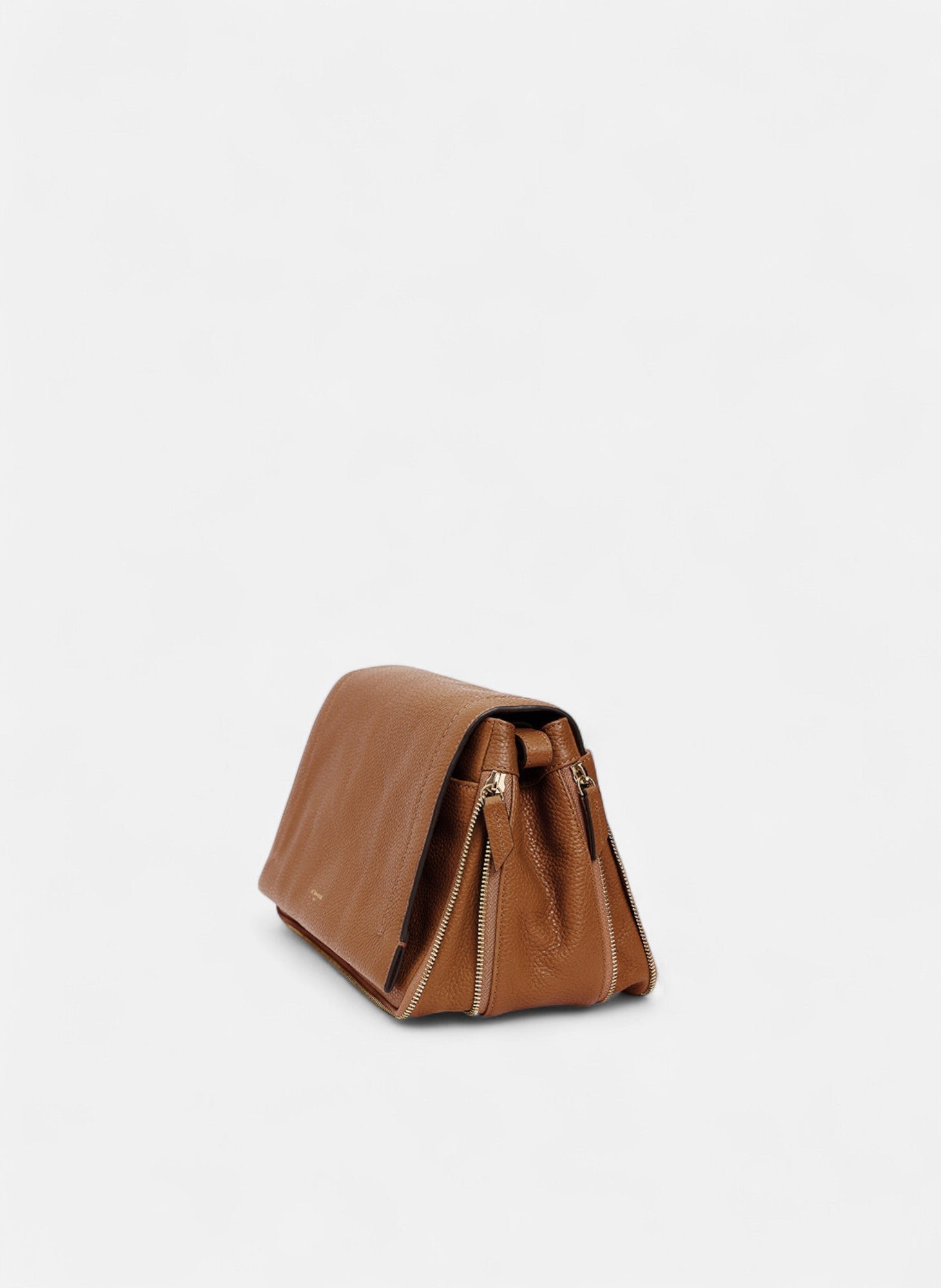 Sac bandoulière moyen modèle aurore en cuir grainé LE TANNEUR Marron