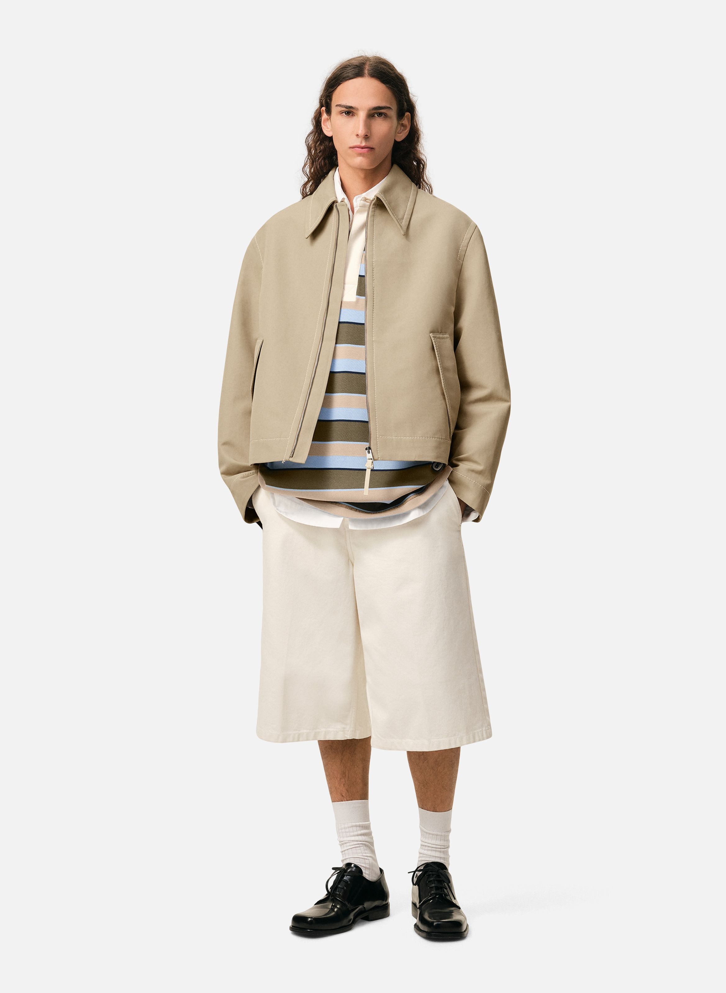 Veste zippée en coton AMI PARIS Beige