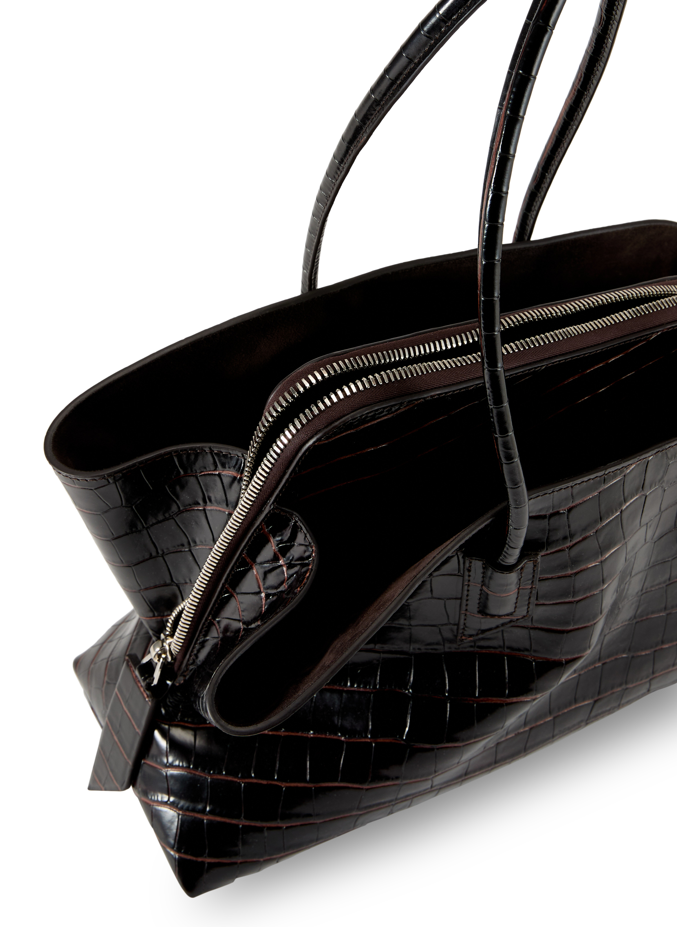 Textured calfskin leather handbag THE ATTICO Brown