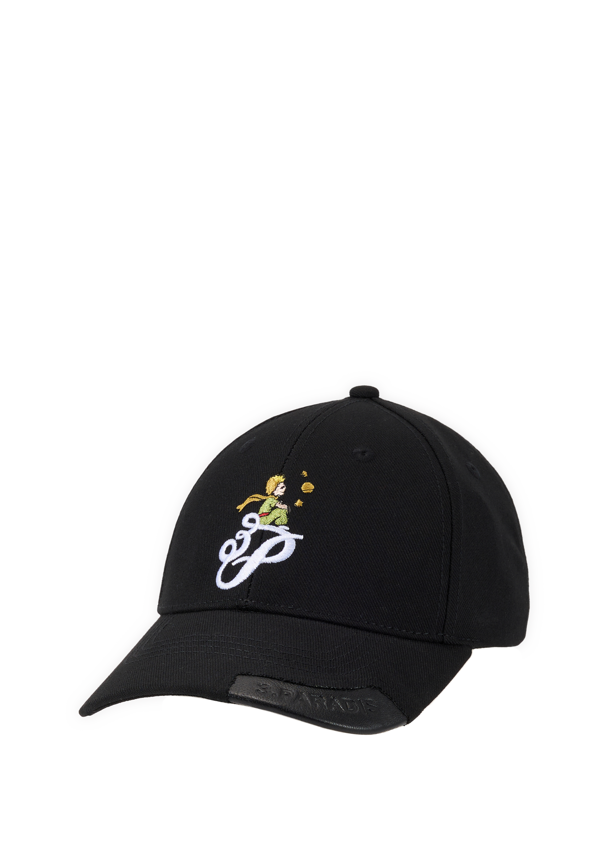 Casquette brodée en laine mérinos et soie 3 PARADIS Noir