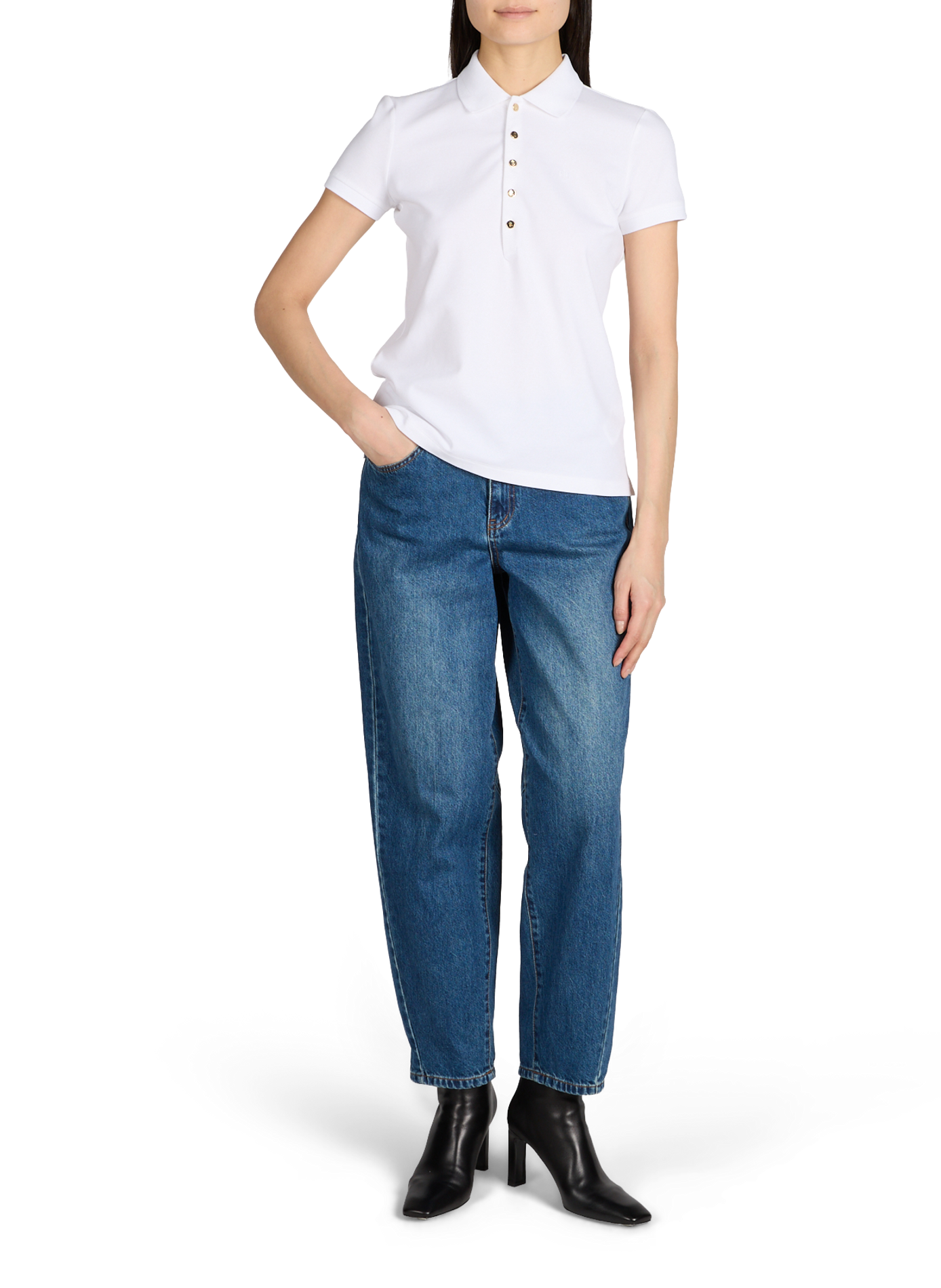 Cotton-blend polo shirt LAUREN White