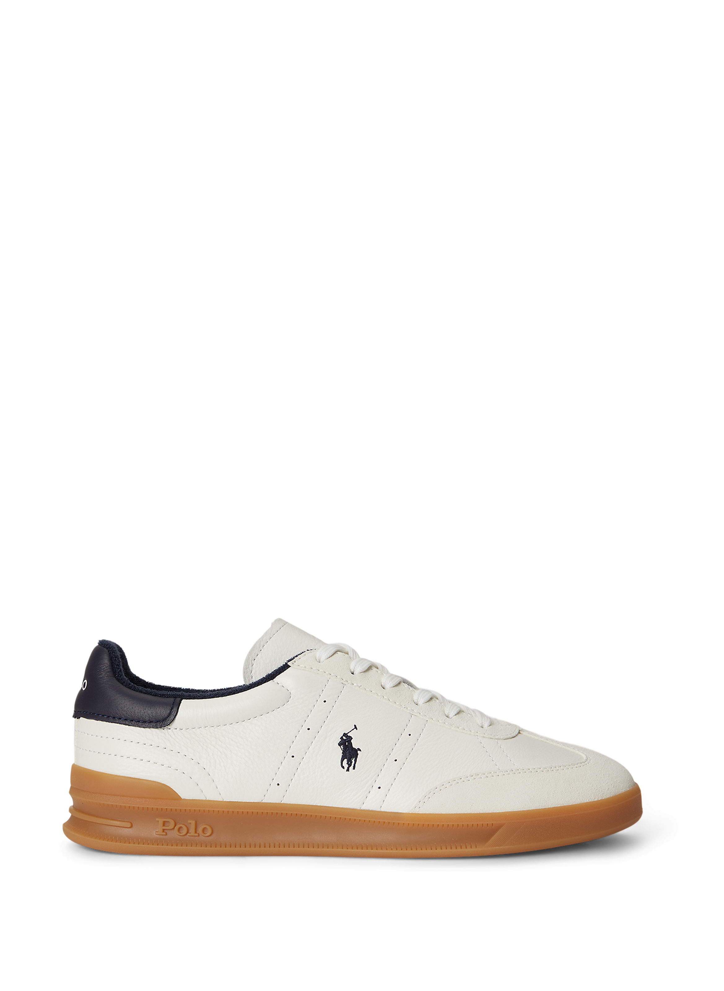 Low-top sneakers embroidered in cowhide leather POLO RALPH LAUREN White