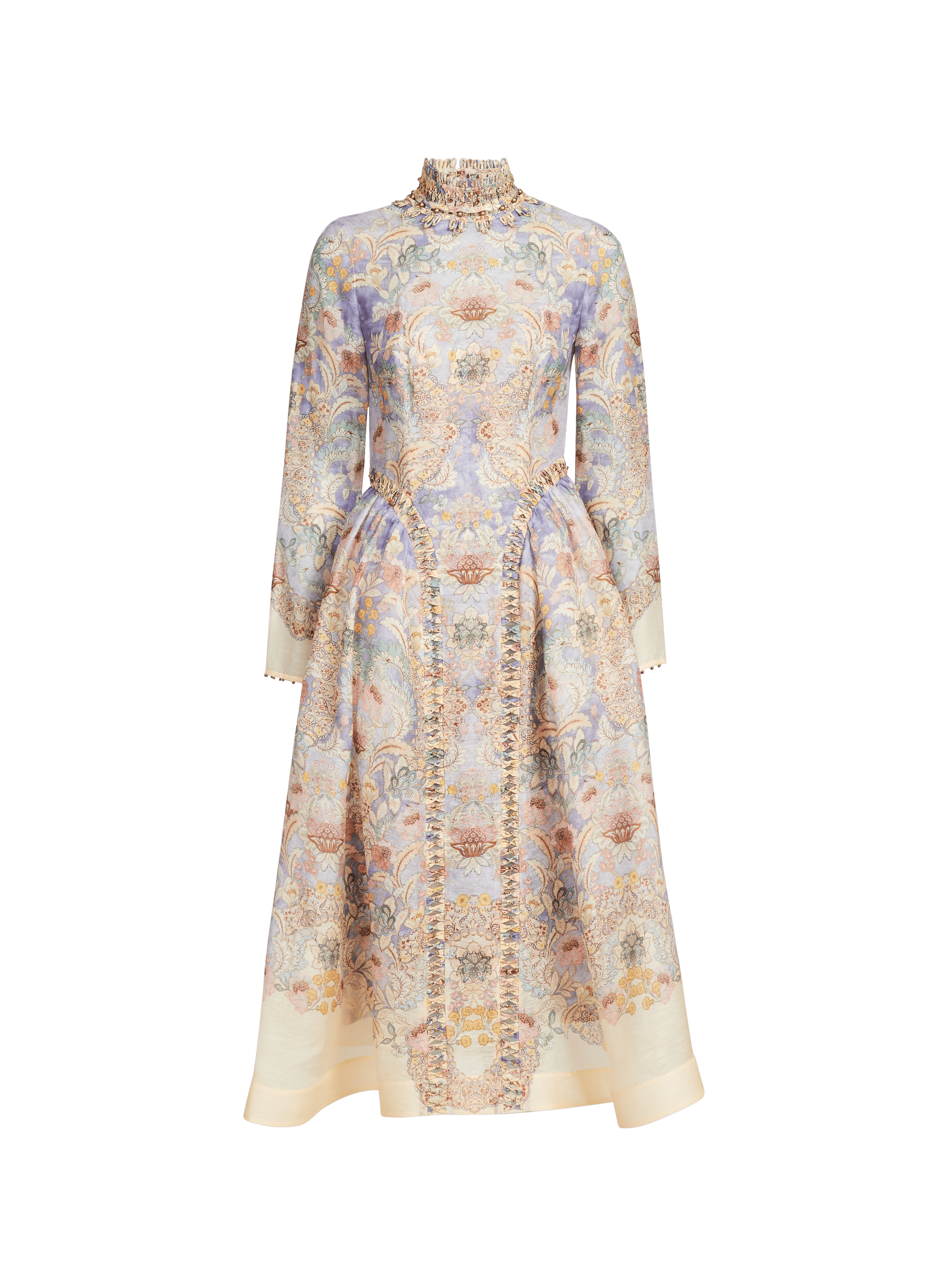 Robe longue à festons Rebellion en lin et soie ZIMMERMANN Multicolore