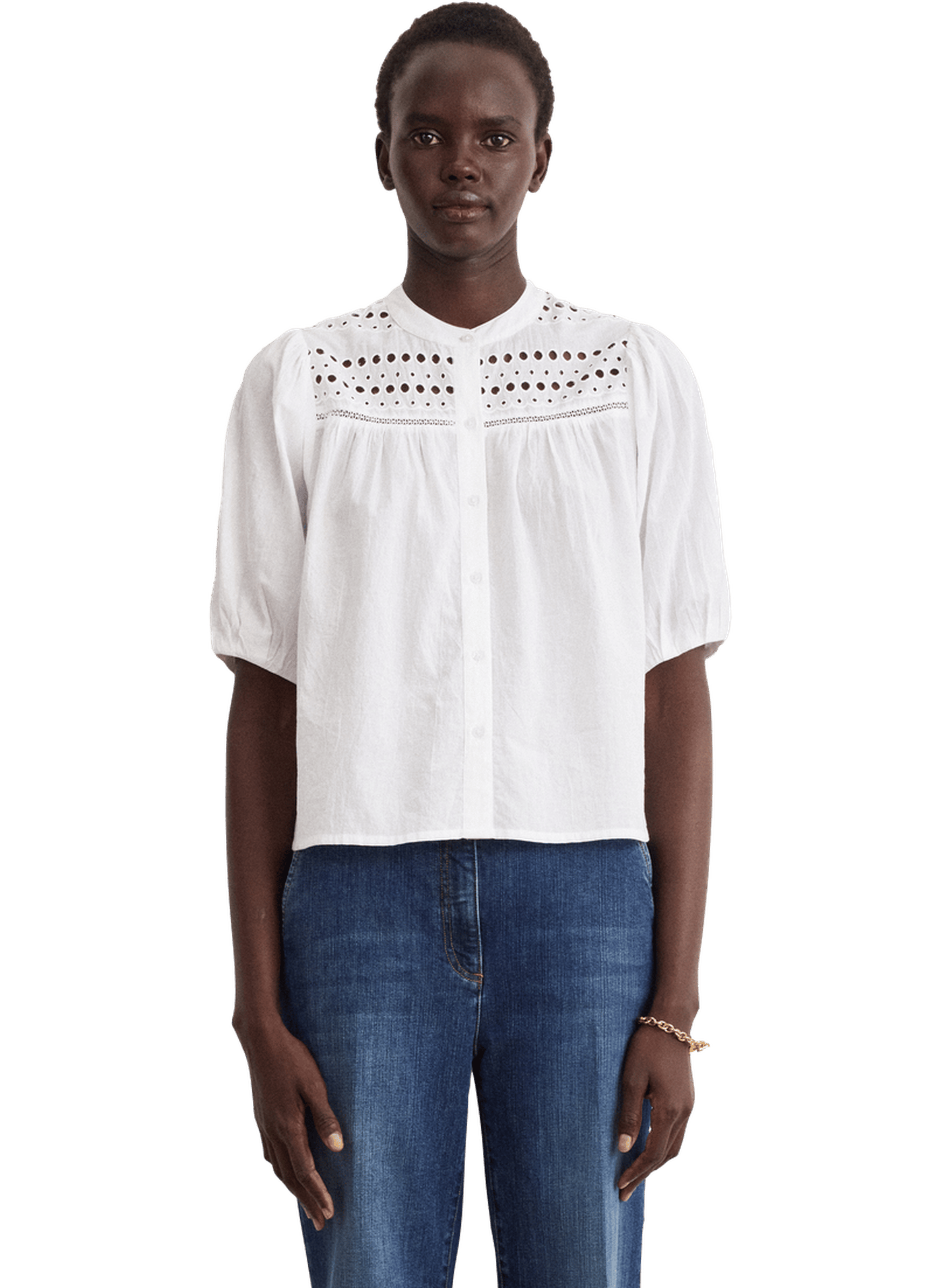 Chemise à motifs ajourés en coton mélangé - christy PABLO Blanc