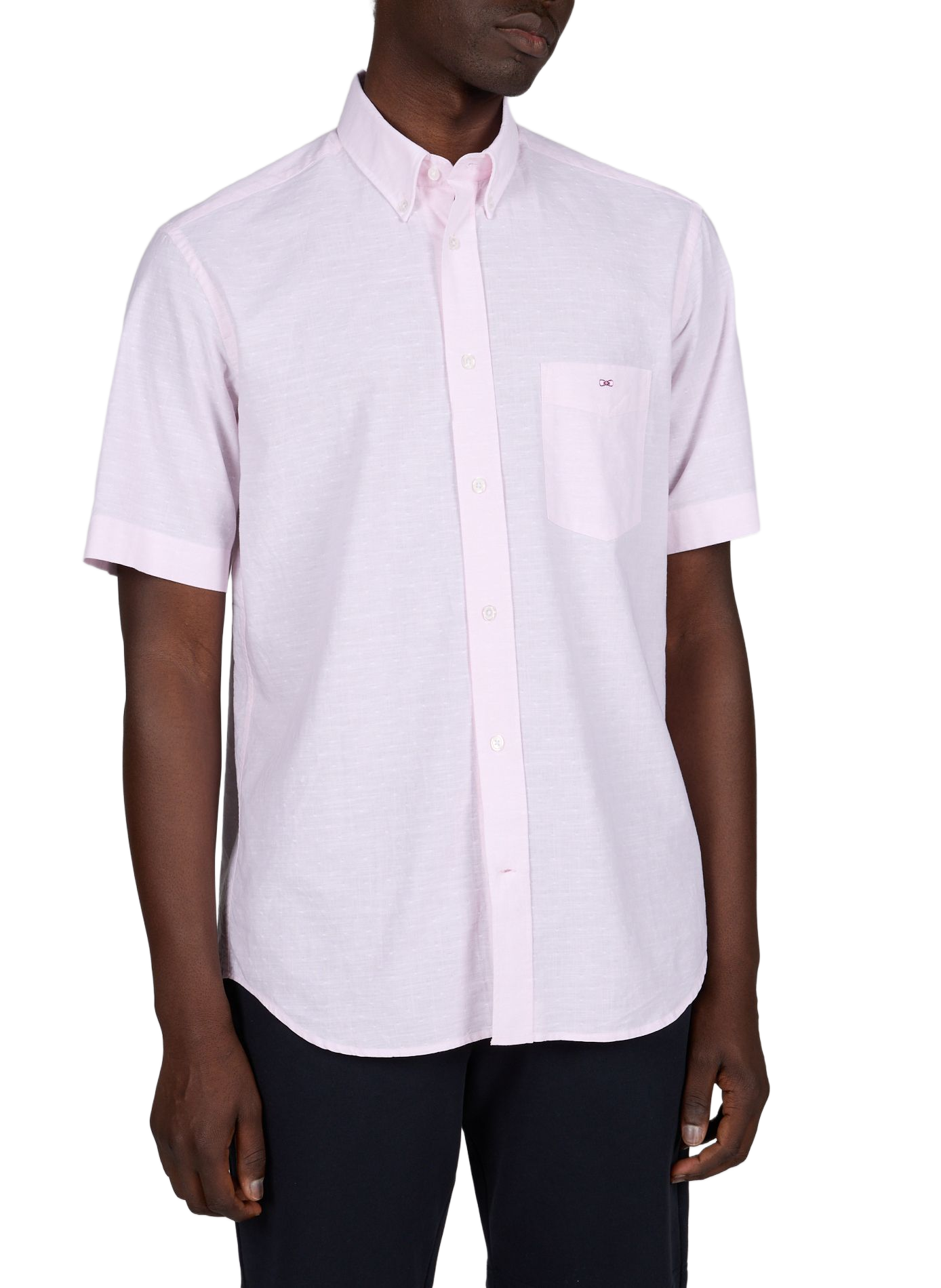 Chemise col américain à manches courtes EDEN PARK Rose