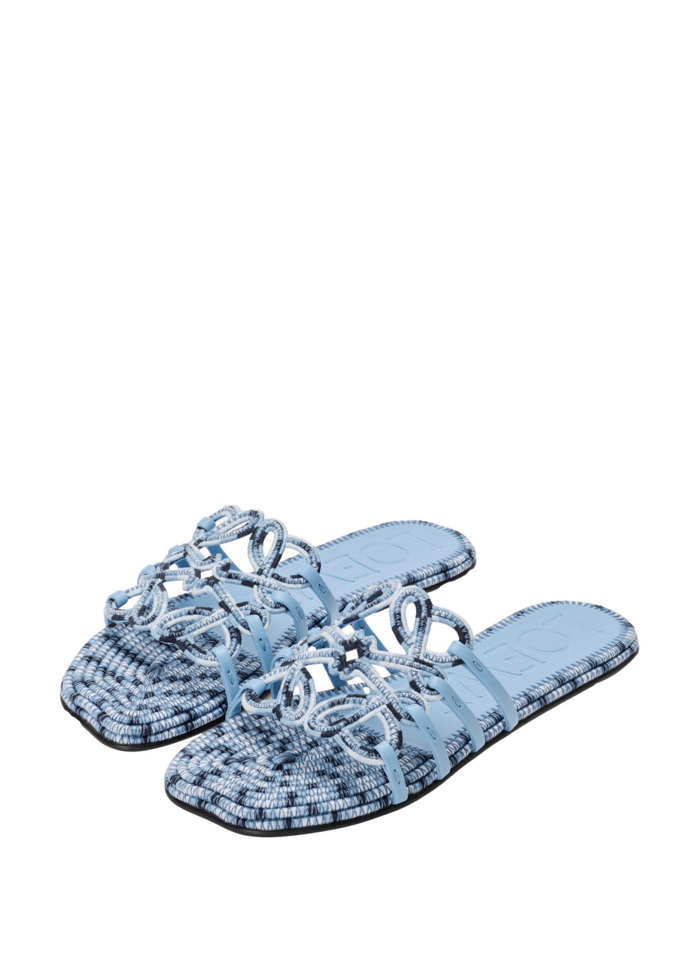 Mules Petal Anagram en toile brodée LOEWE Bleu