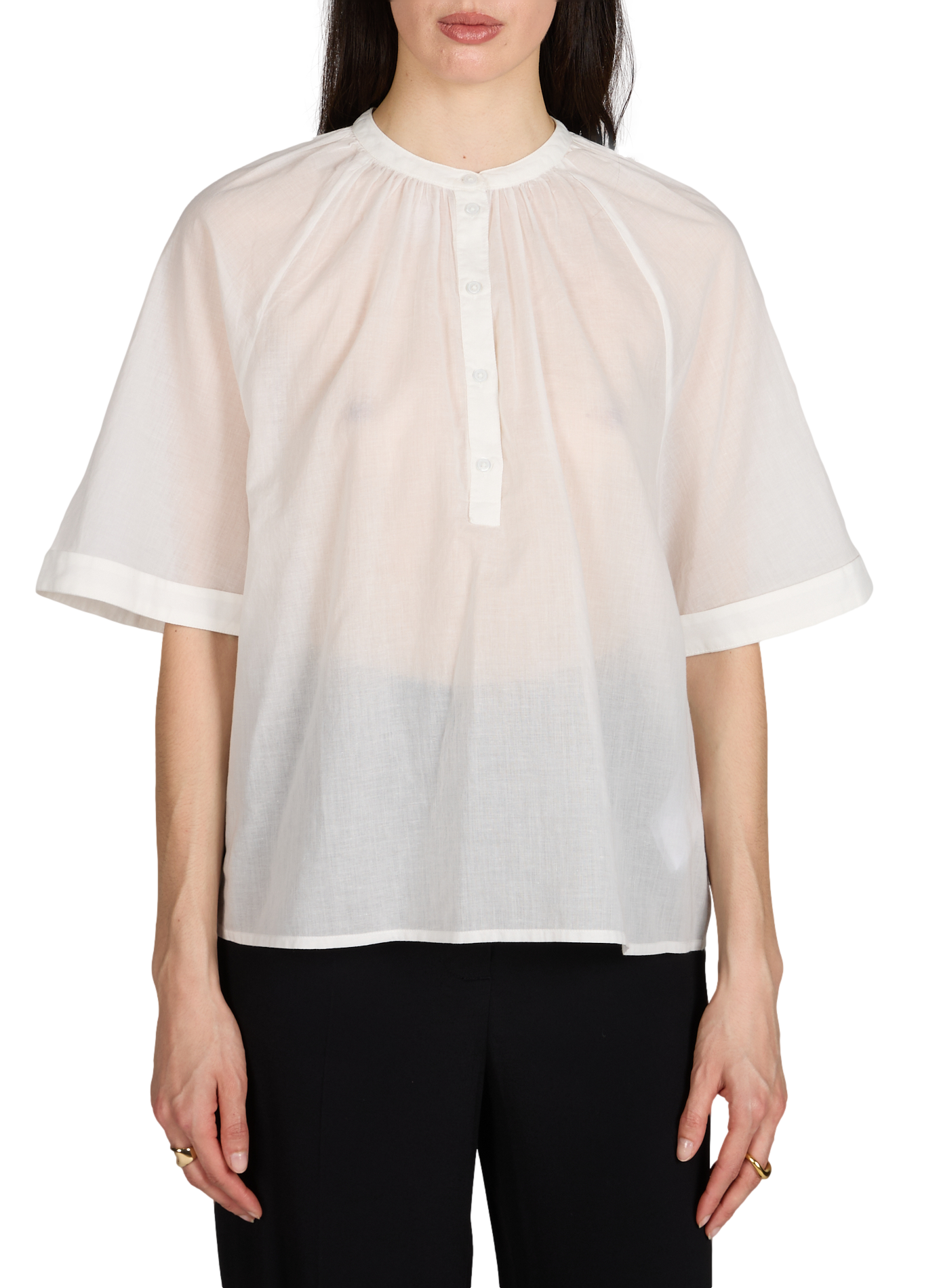 Top Noria à col officier en coton OFFICINE GENERALE Beige