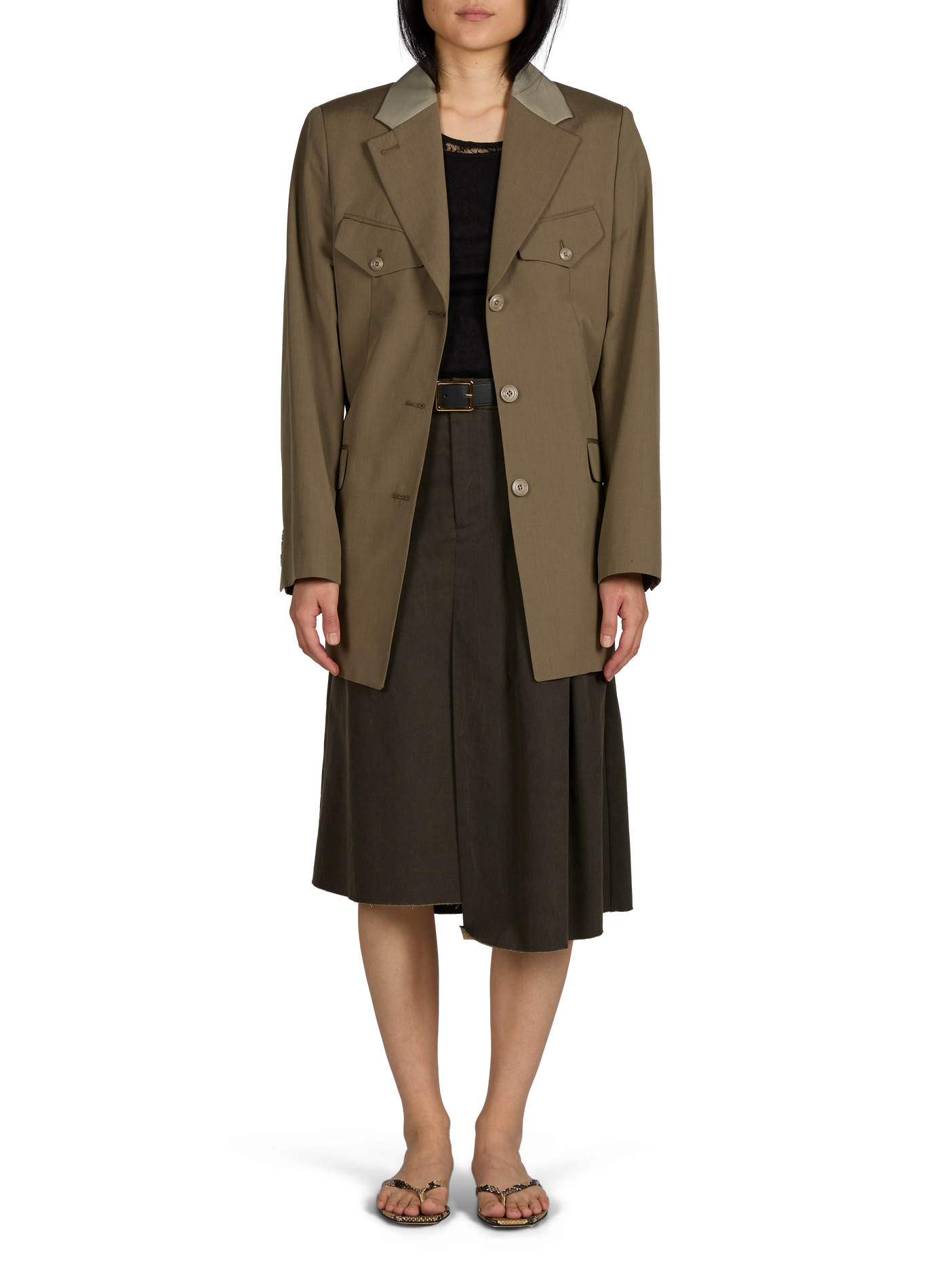 Wool and cotton blazer with satin lapel OUR LEGACY Green